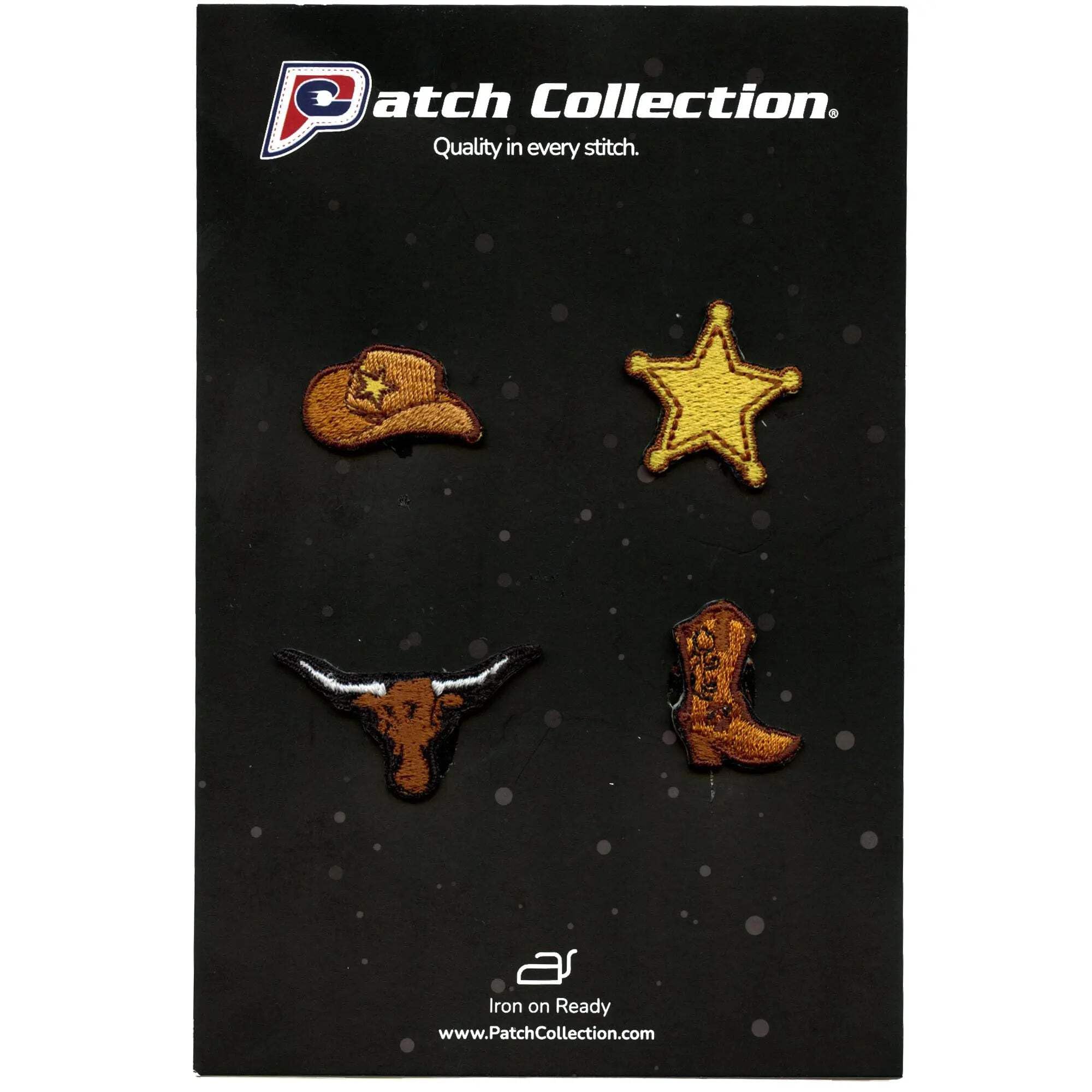 Western Sheriff 4 Pack Mini Set Patch Badge Skull Embroidered iron On