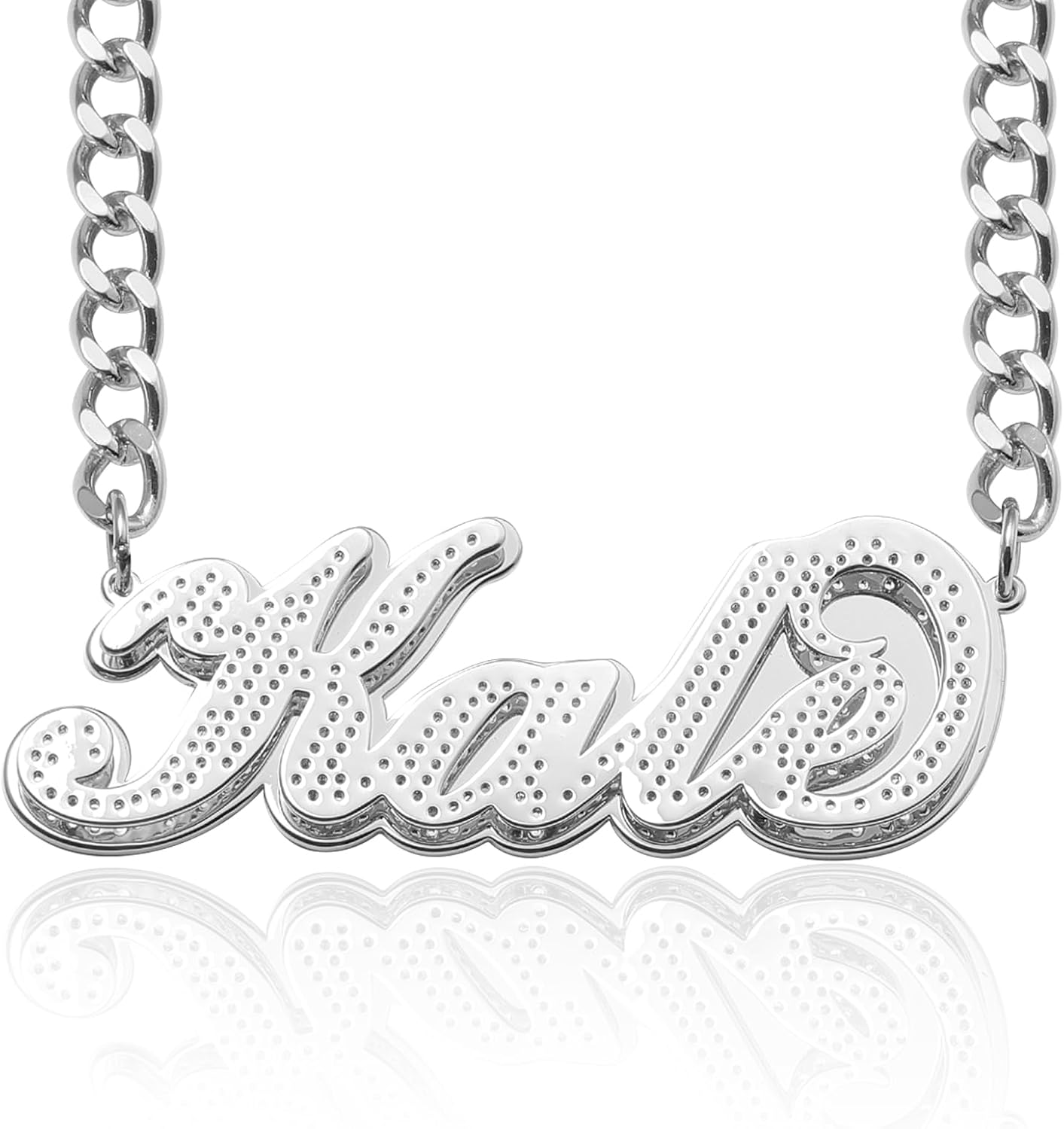 Drawelry Personalized Name Necklace 18K Gold Silver Nameplate Custom Names Double Plated Chain Pendant Necklaces Customized Jewelry Gift for Women Birthday Valentines Christmas Festival