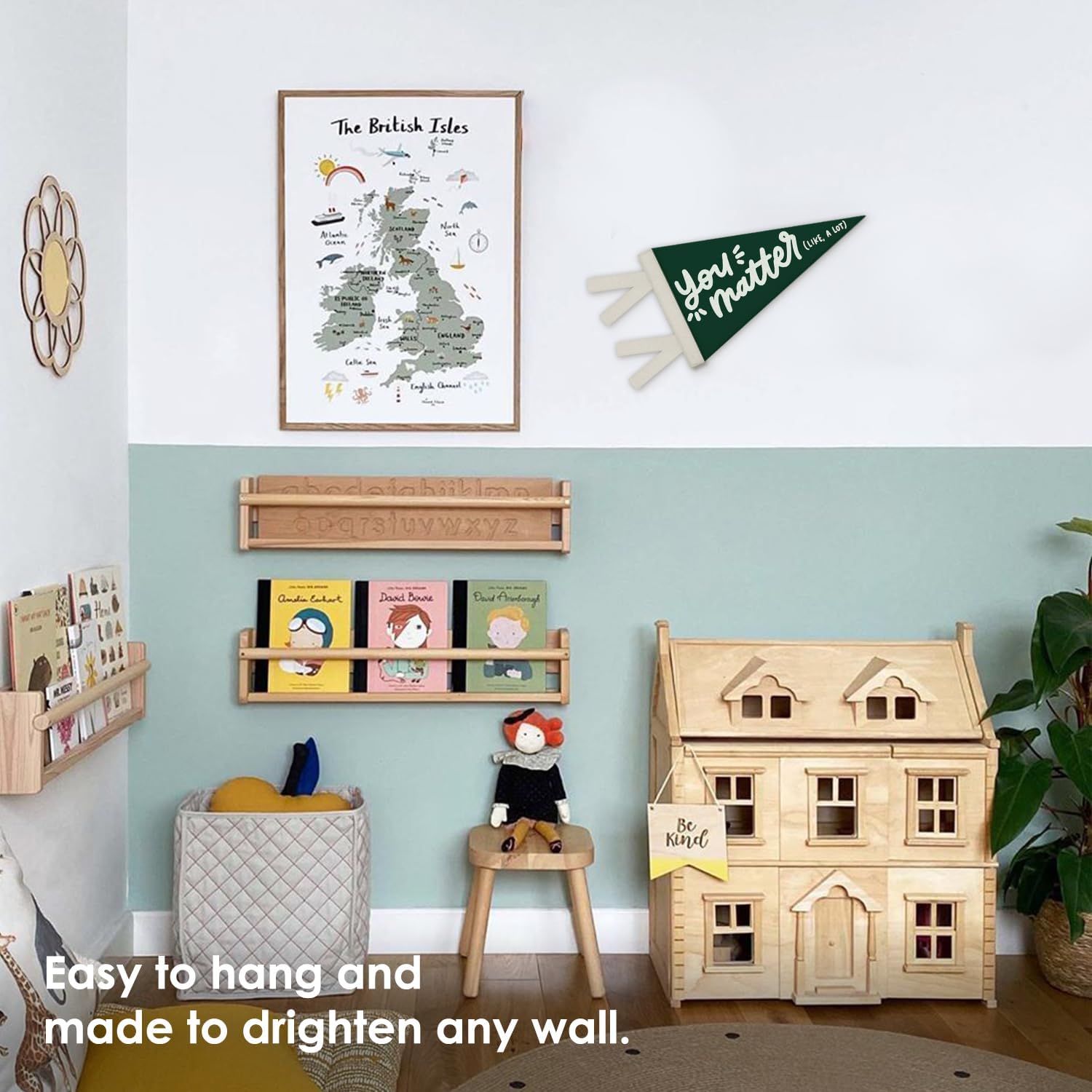 Kids Room Decor, Inspirational Pennant Felt Banner Flag