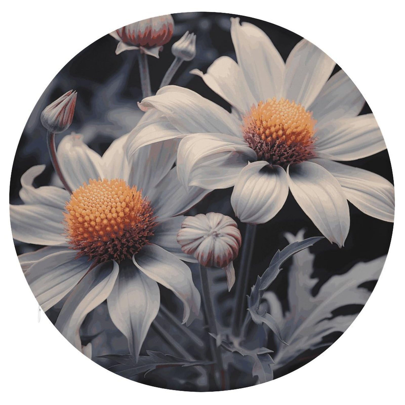 Wsoihfec Style Modern Floral Painting Seat Cushion Round Chair Pad