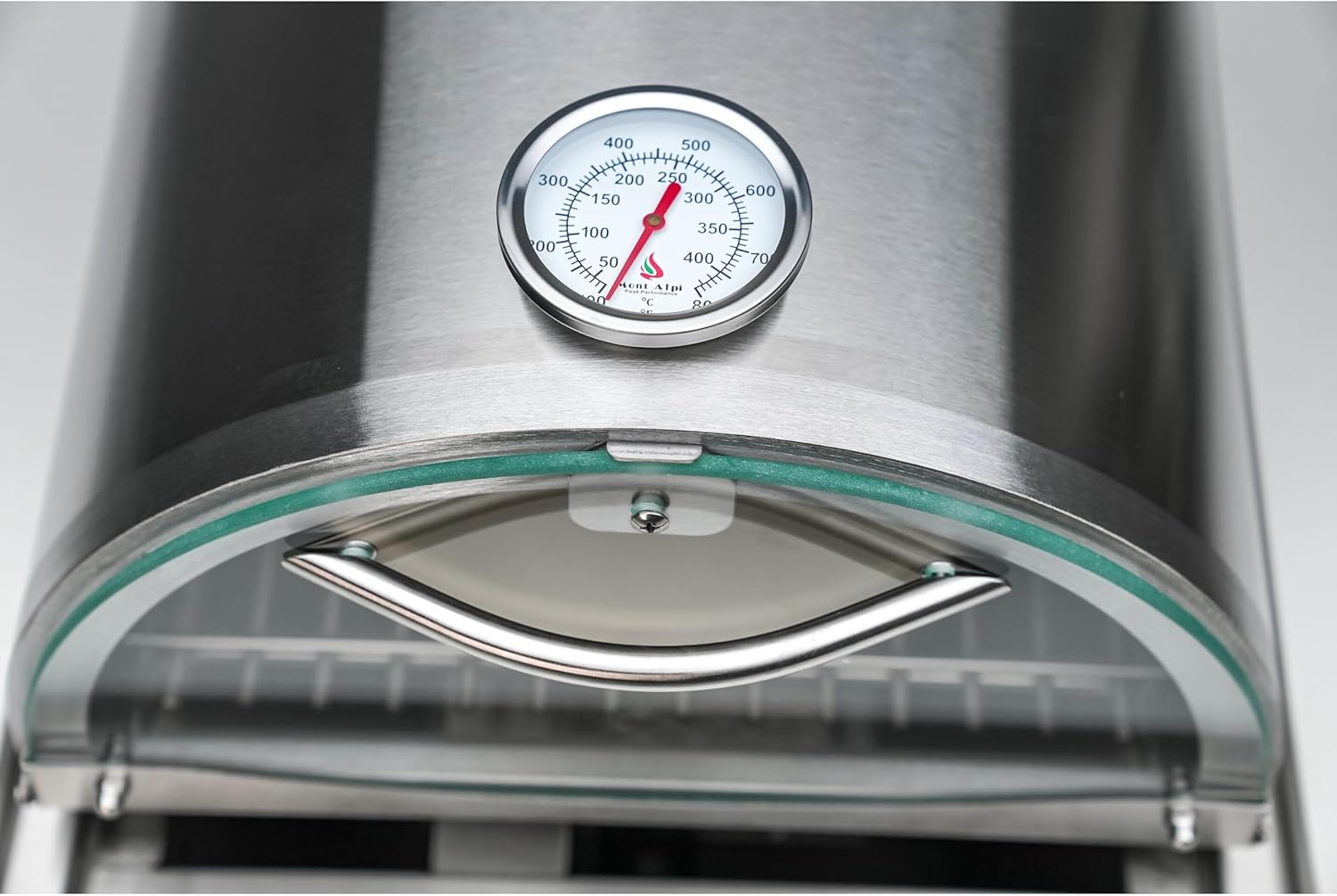 Mont Alpi 14"W x 15"D Universal Stainless Steel Compact Portable Side Burner Pizza Oven with 9" Pizza Stone + Glass Door and Thermometer- Fits all Mont Alpi MAi805 and MAi400 Outdoor Kitchen Islands