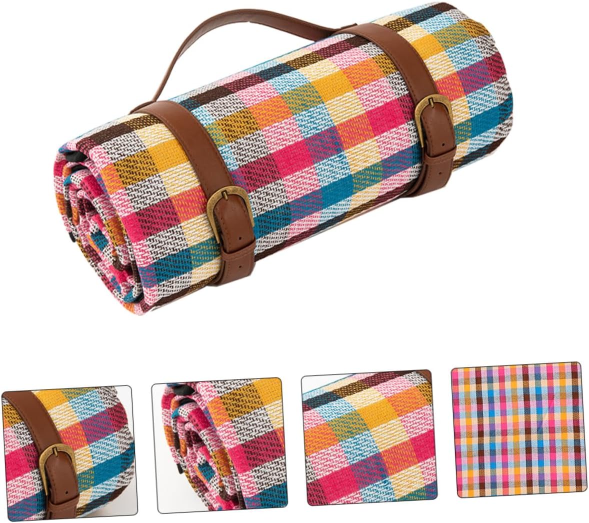 Totority Waterproof Leather Strap Picnic Mat, Outdoor Camping Cushion 150x200cm, Thick Moisture-Resistant Beach Picnic Pad for Backyard, Park, and Travel