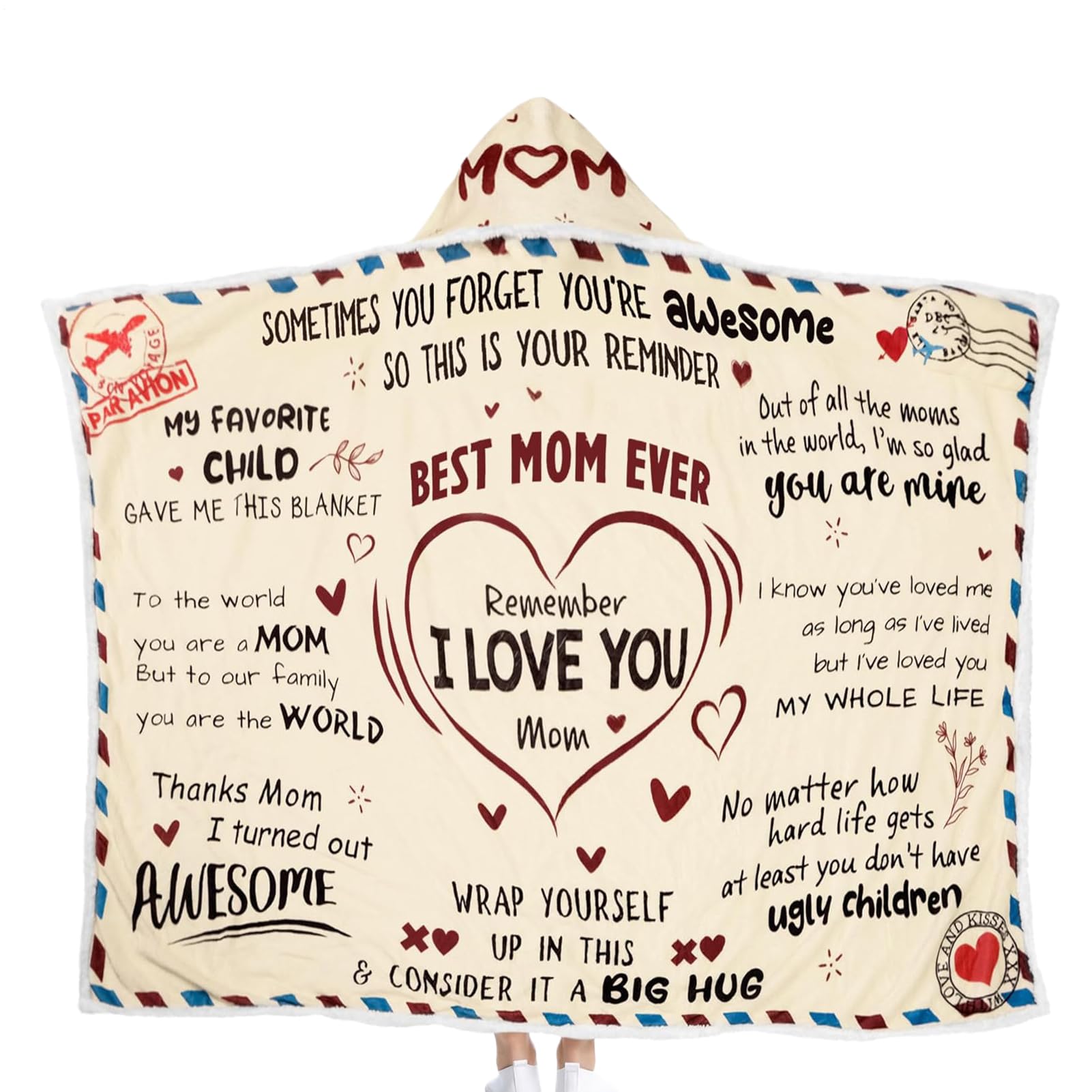 Coperta Mamma Da Figlio Con Cappuccio Design A Busta In Flanella Calda E | Coperte Da Figlia Per Mamma Ideale Per Donna Fidanzata Compleanno Decorazione Casa Spa Viaggio Campeggio Aria