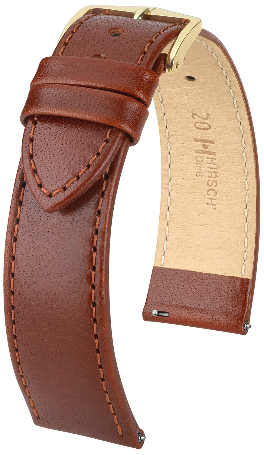 Bracelet de montre HIRSCH Osiris - Bracelet de montre en cuir de veau brillant à la structure fine