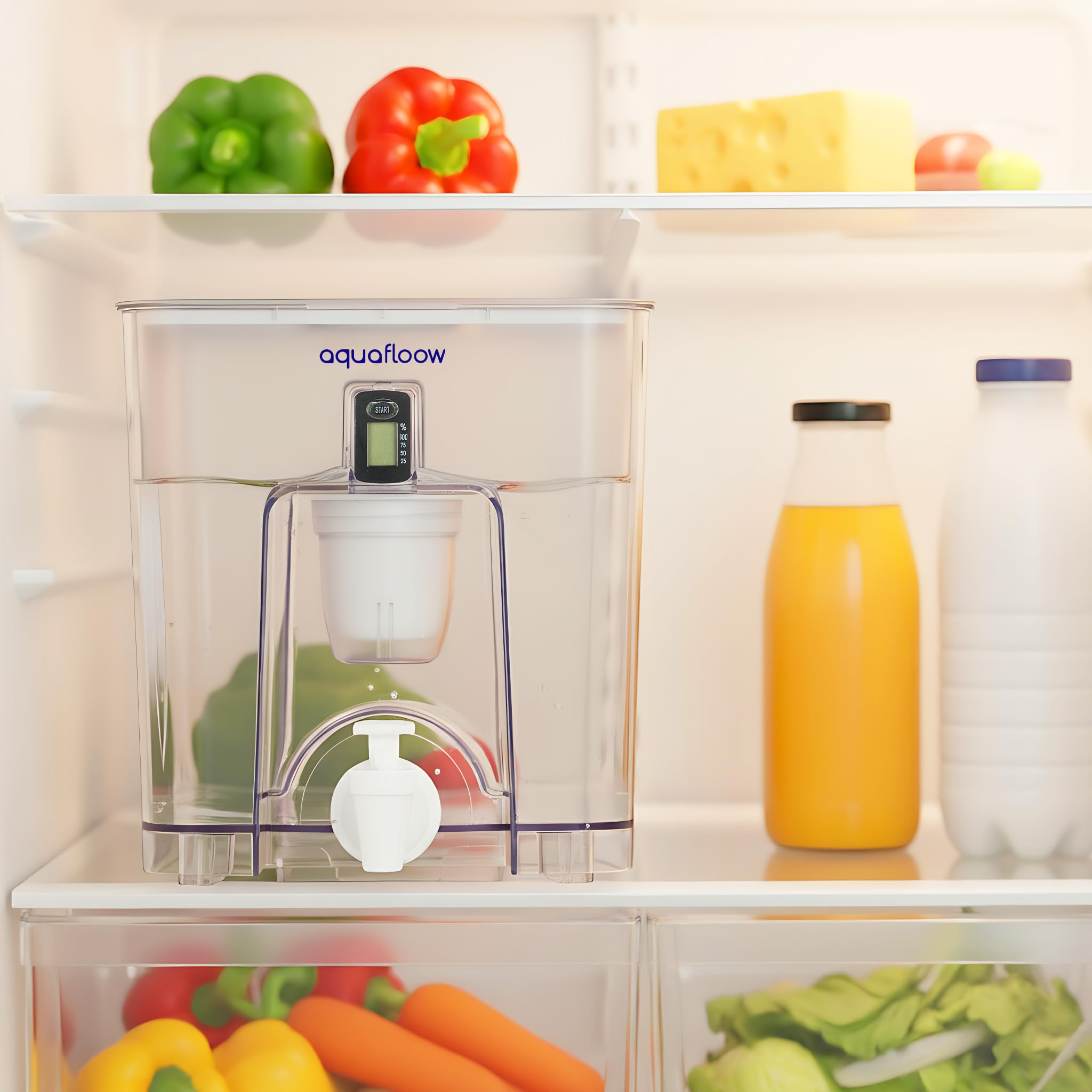 Aquafloow Carafe Filtrante 9,5L avec Robinet et Filtre, Distributeur d'Eau Tout-en-Un pour Réduction du Tartre, Chlore, Plomb et Cuivre dans l'Eau Potable – Idéal pour la Maison et le Bureau