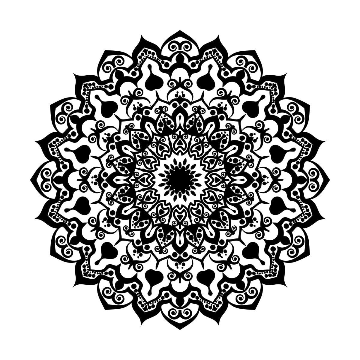 Goozan Black Vinyl Wall Stickers Mandala Flower Patterns Natural Yoga Meditation 36X36cm Multi Color Selection