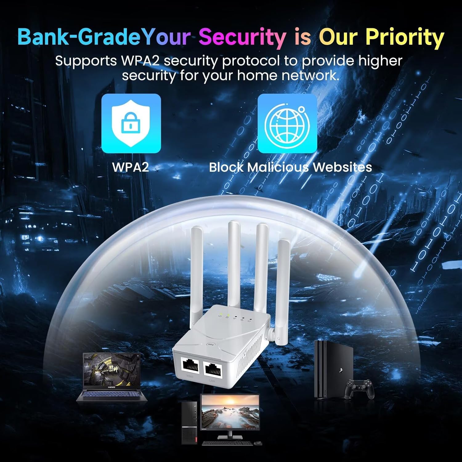 2026 WiFi Extender Signal Booster for Home, 15555 Sq.ft Long Range Internet Repeater-95% Faster,Strongest Wireless Router Amplifier w/Ethernet Port,Mesh Wi-Fi Repeater Support 99% Devices,1-Tap Setup