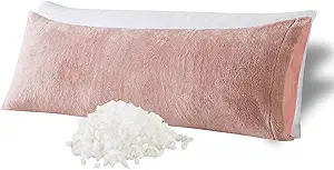 WhatsBedding Memory Foam Body Pillow with Plush Fuzzy Cover, Full Body Pillow for Adults, Long Pillow for Sleeping, Soft Pillow Fluffy Supportive