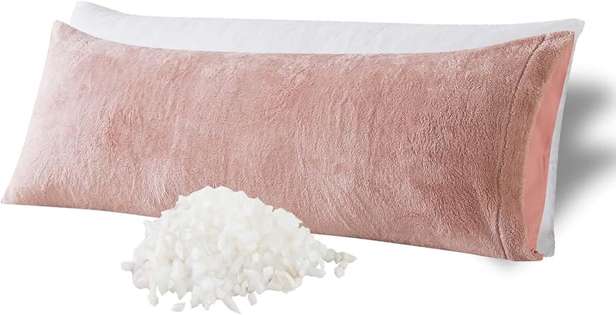 WhatsBedding Memory Foam Body Pillow with Plush Fuzzy Cover, Full Body Pillow for Adults, Long Pillow for Sleeping, Soft Pillow Fluffy Supportive