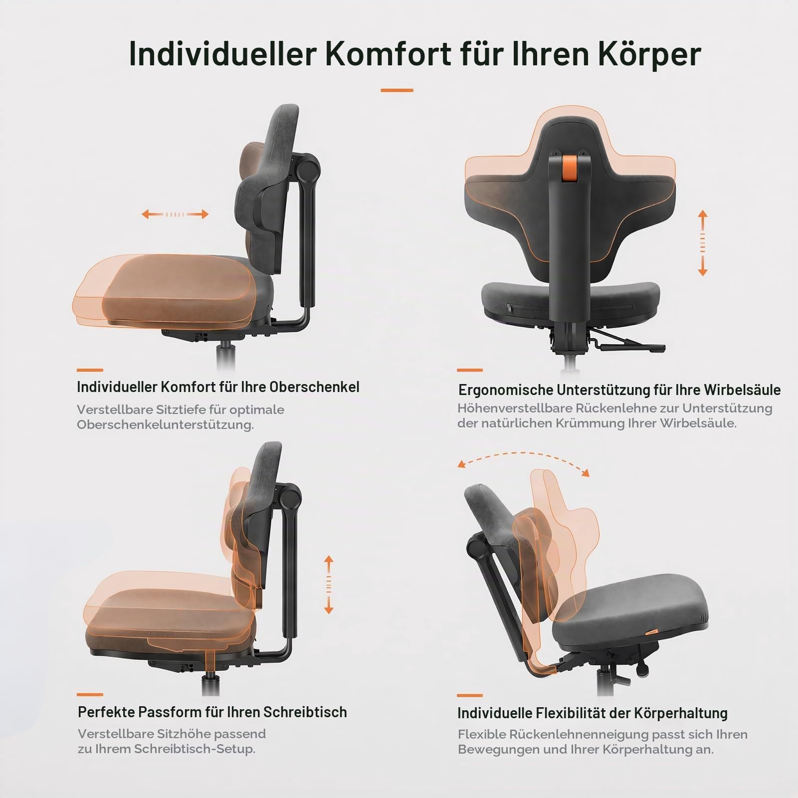 Newtral MT-M Ergonomischer Stehsessel mit Anti-Ermüdungsmatte, 6-in-1 Sitzhocker für Sitz-Steh-Wechsel, Höhenverstellbarer Bürostuhl für Stehpult, Verstellbare Rückenlehne & Sitztiefe