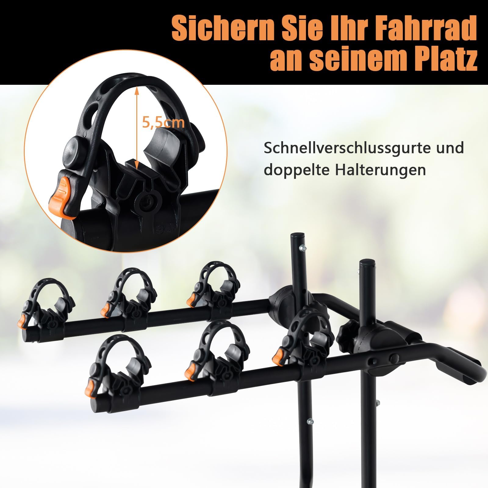 COSTWAY Kofferraum Fahrradträger für 3 Fahrräder, Heckklappenfahrradträger klappbar mit Verstellbarer Länge, Höhe & Winkel, Heckklappenträger bis 45 kg, für Autos, LKWs, SUVs & Minivans