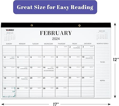 Miniatura 3 de Calendario de escritorio 2024 con calcomanías, calendario mensual grande de escritorio de 17 x 12 pulgadas, calendario de pared para planificación,