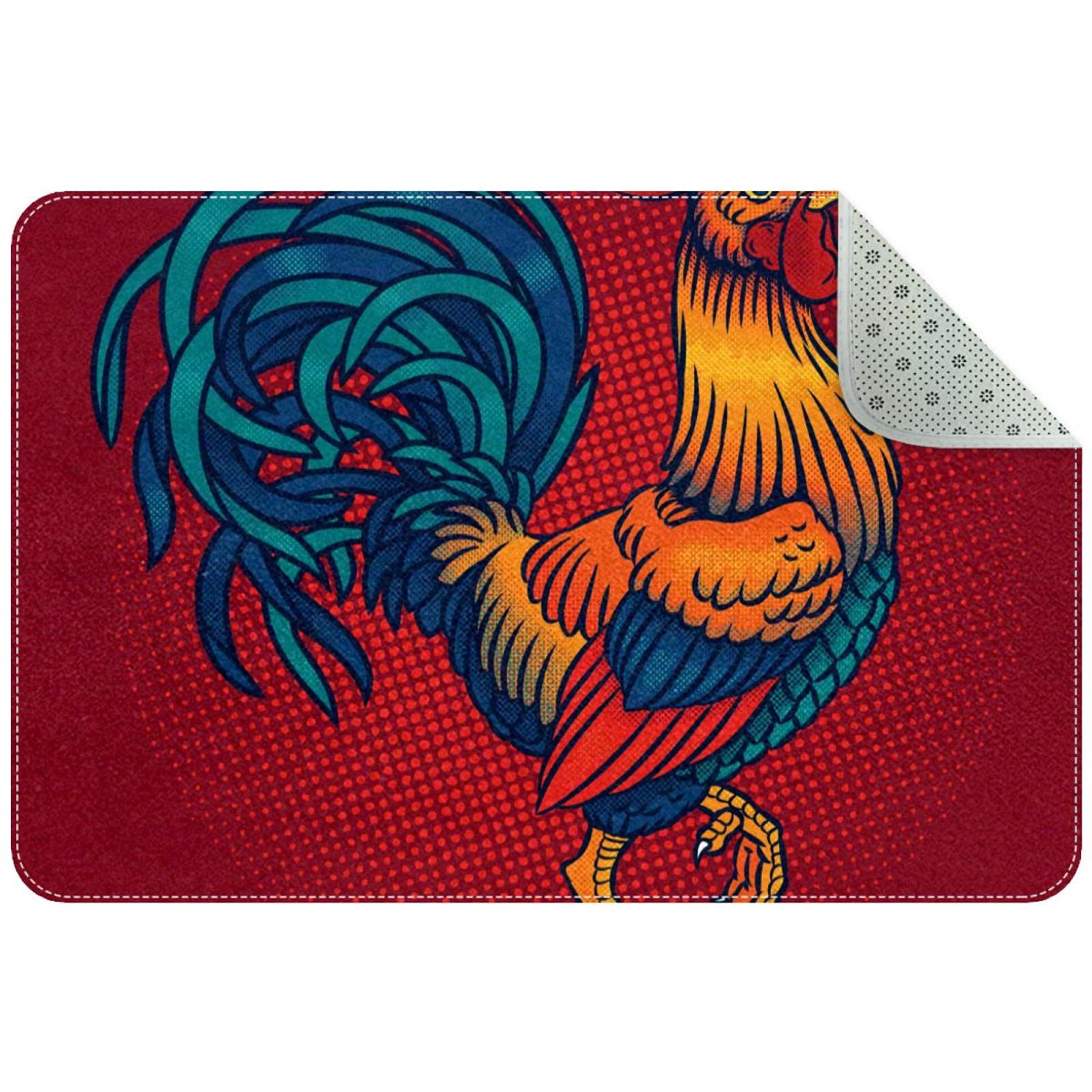 Red Big Rooster Cock Chicken Area Rug Rugs Non-Slip Floor Mat Doormats for Living Room Bedroom Girls Boys Kids Room Dorm Nursery 35 x 24 inches
