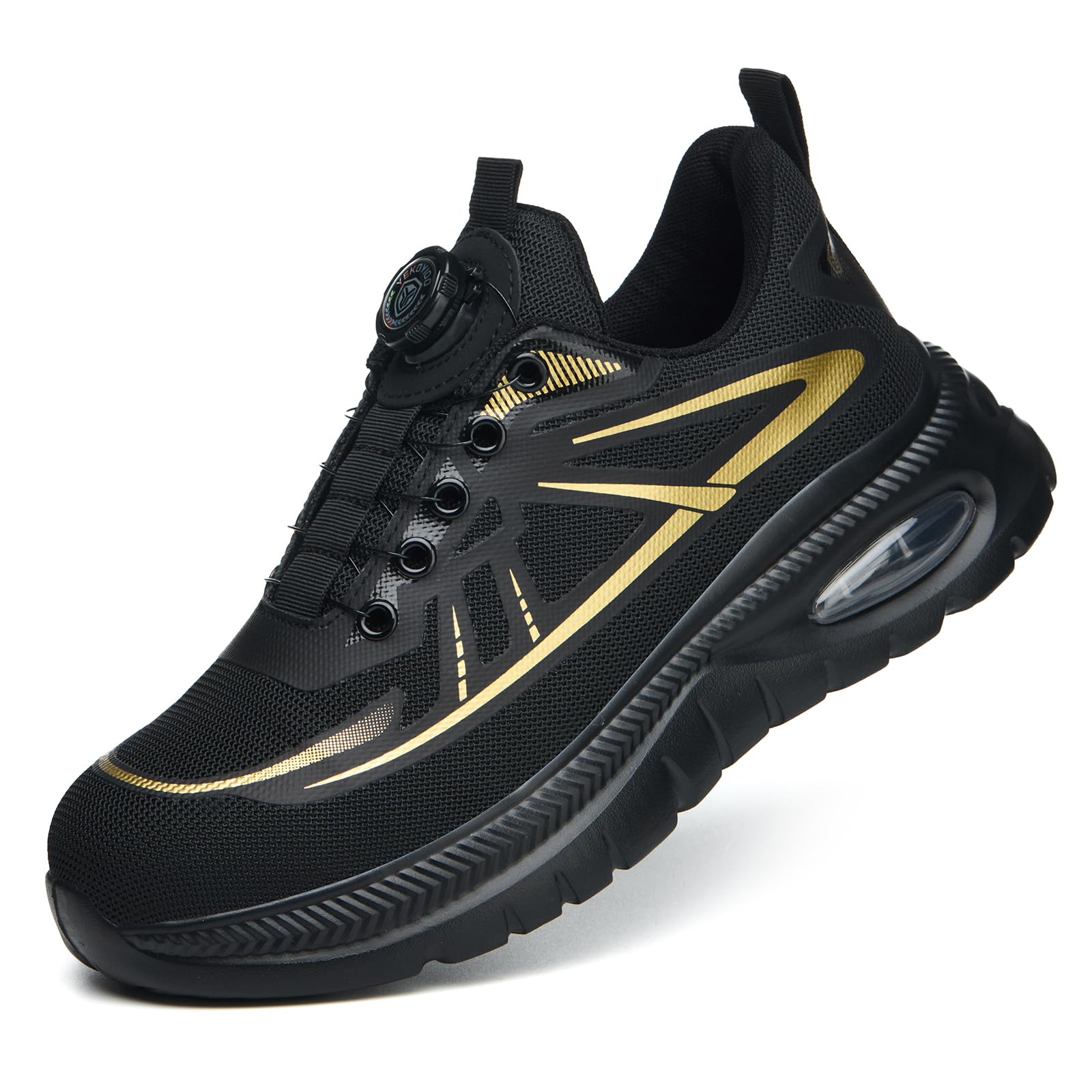 YEKOYIOO Arbeitsschuhe Herren Damen Sicherheitsschuhe Anti-Smashing Stahlkappenschuhe Drehknopf Leicht Sportlich Bequem Atmungsaktiv Mode 38-46 EU