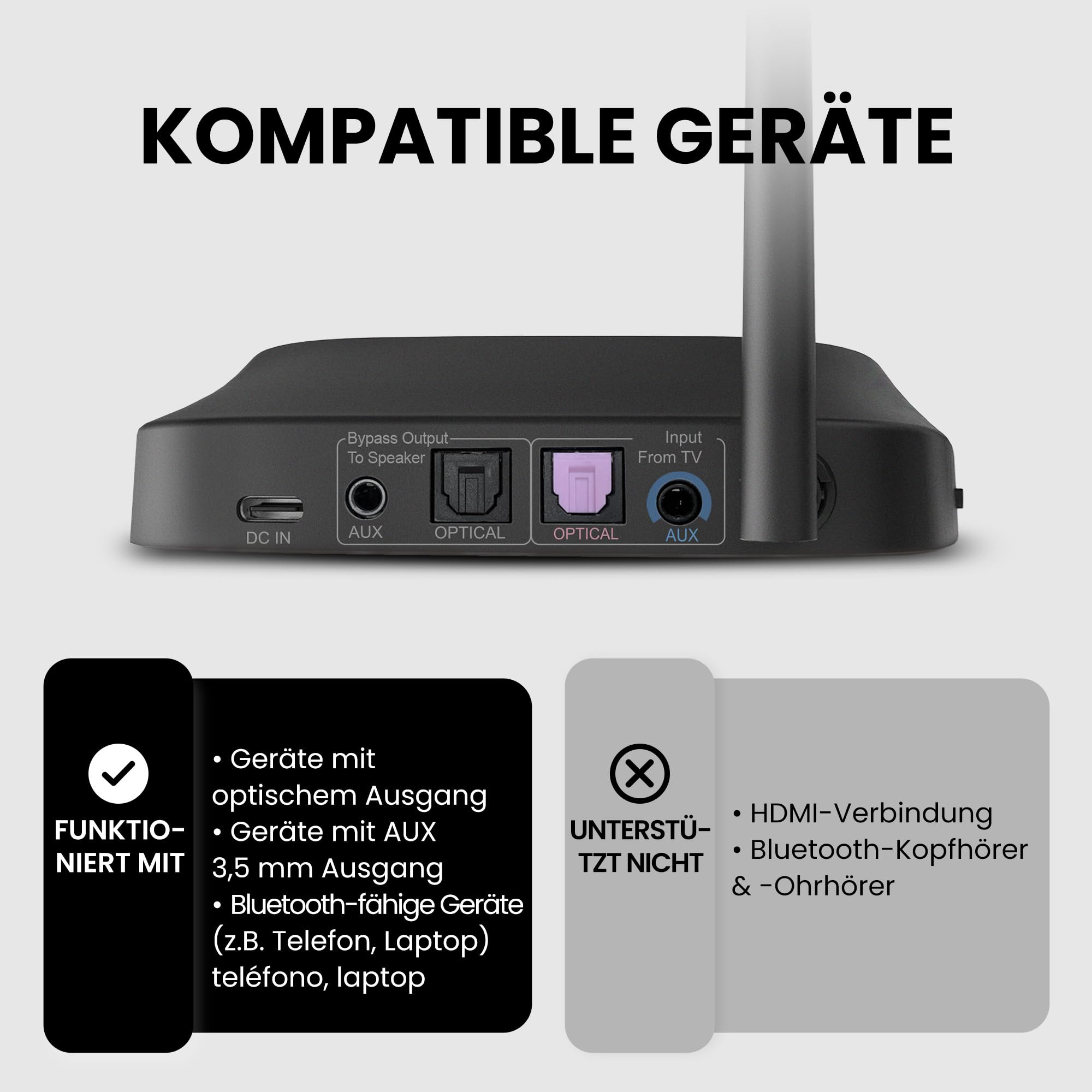 Avantree Quartet 2 – Bluetooth-kompatibles kabelloses Gruppenhörsystem mit Kopfhörern & Sender für Partys, Silent Discos, TV – Mehrere Kopfhörer mit niedriger Latenz & klarem Sound
