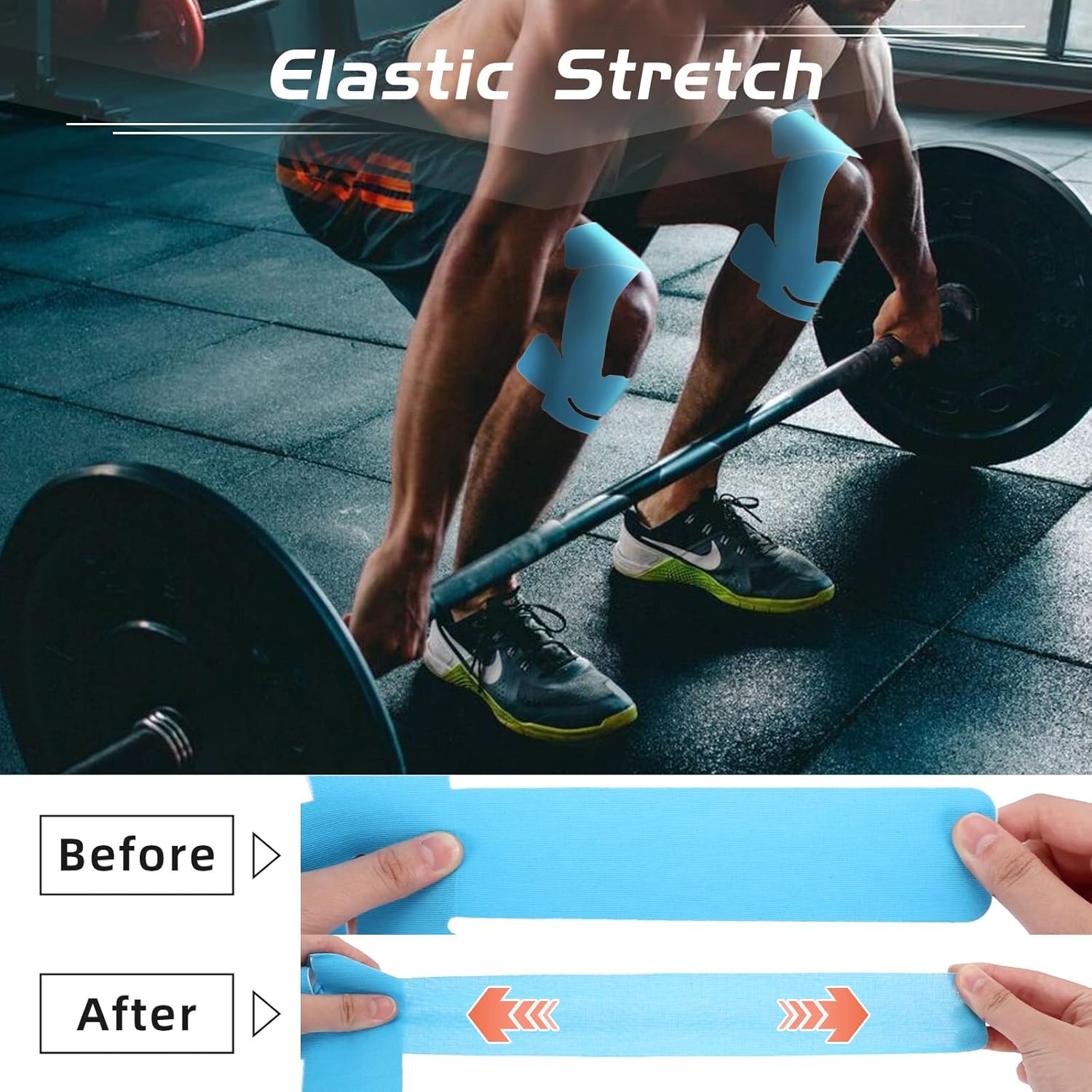 12 Pcs Precut Kinesiology Tape for Knees, Waterproof Athletic Tape for Knee Pain Relief Pre Cut, Original Cotton Sports Tape, Durable Long-Lasting Support Knee Tape - Image 3