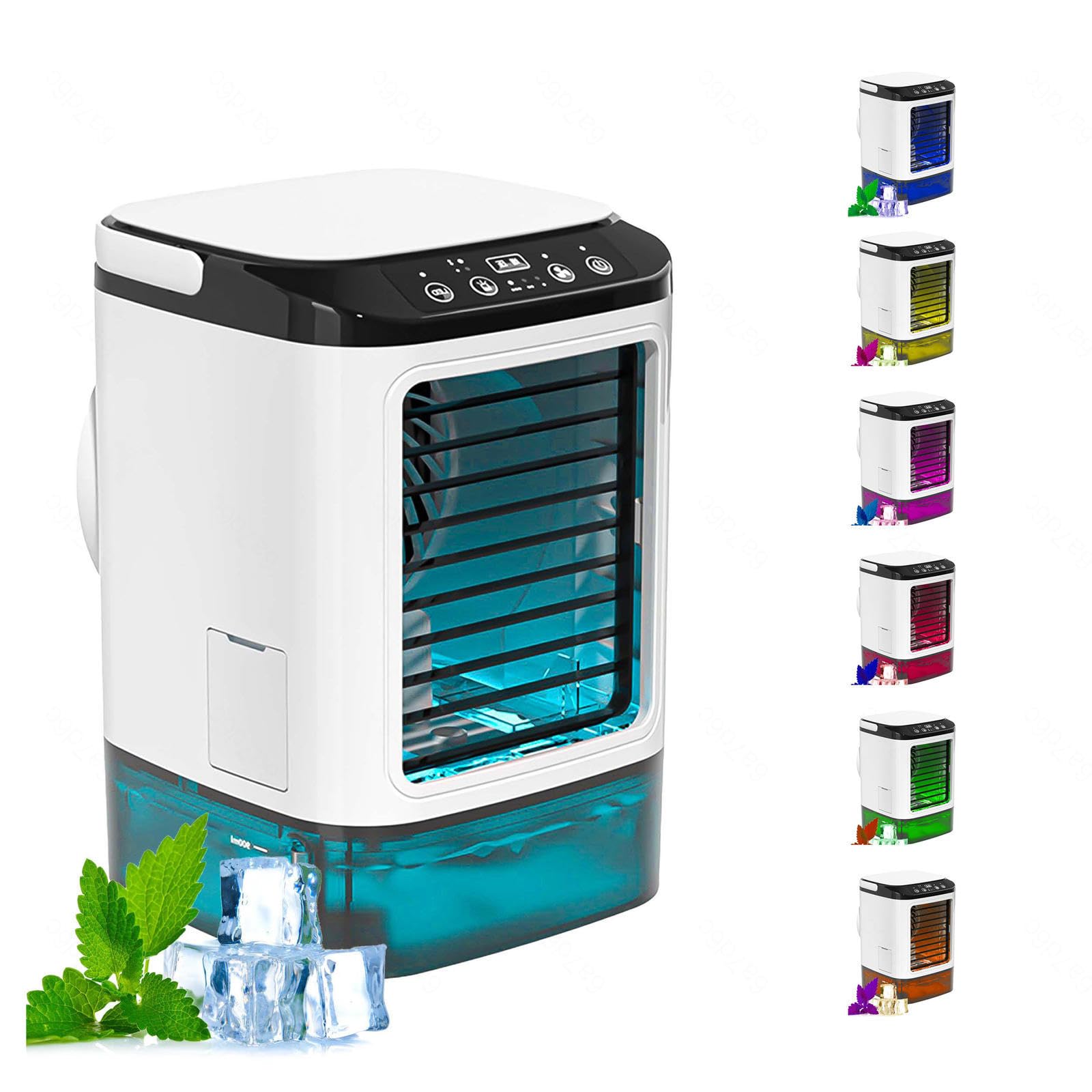 Con Contenitore Condizionatore Portatile Con Serbatoio Dell'acqua Da 900ml, 3 Velocità E LED a 7 Colori Climatizzatore Portatile Senza Tubo per Soggiorno Camera