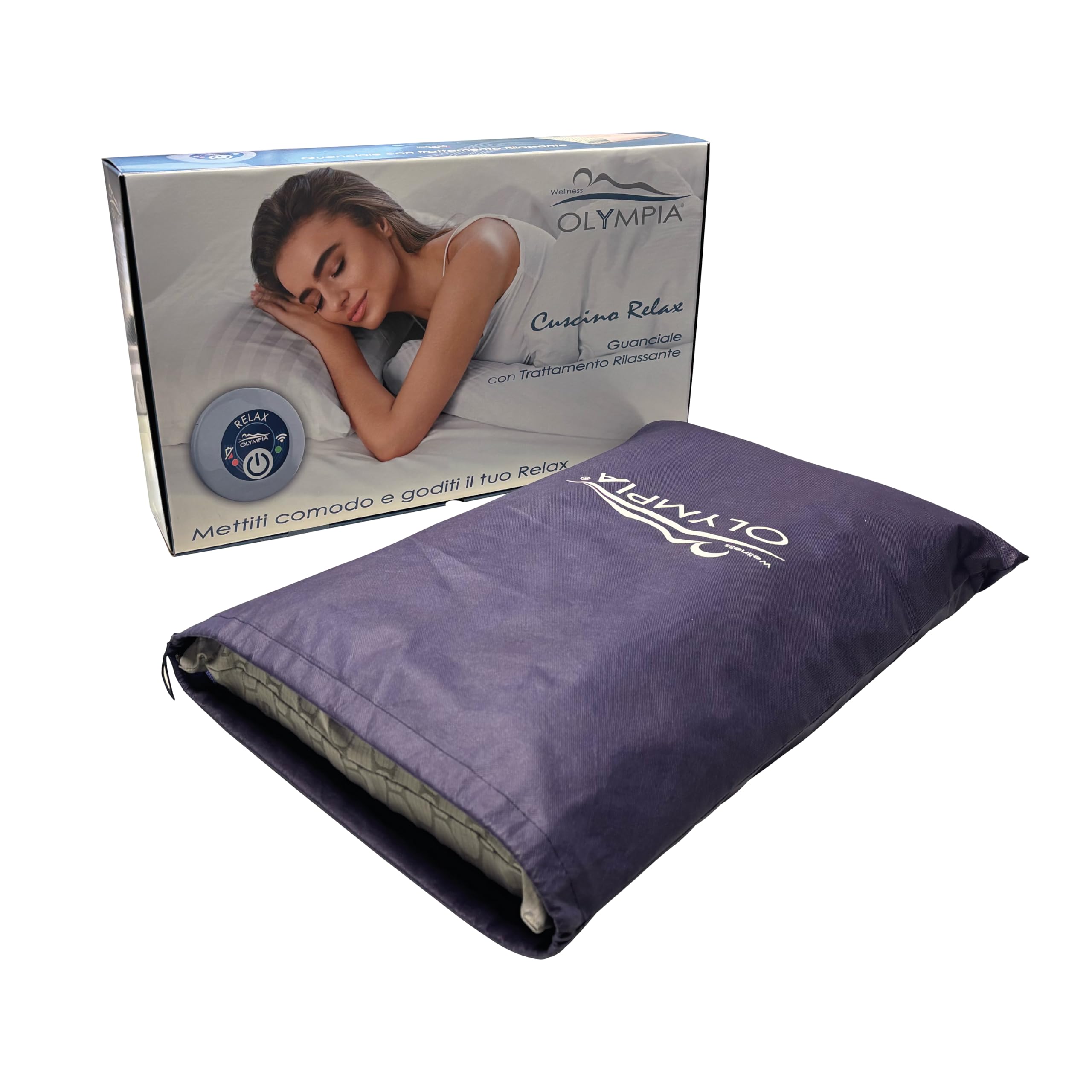 OLYMPIA Cuscino Relax MediaWorld Dispositivo Sanitario Magnetoterapia Alta Frequenza Cuscino Terapeutico Testa Cervicale Collo Terapia Antinfiammatoria Rilassante Federa Argento Antibatterica
