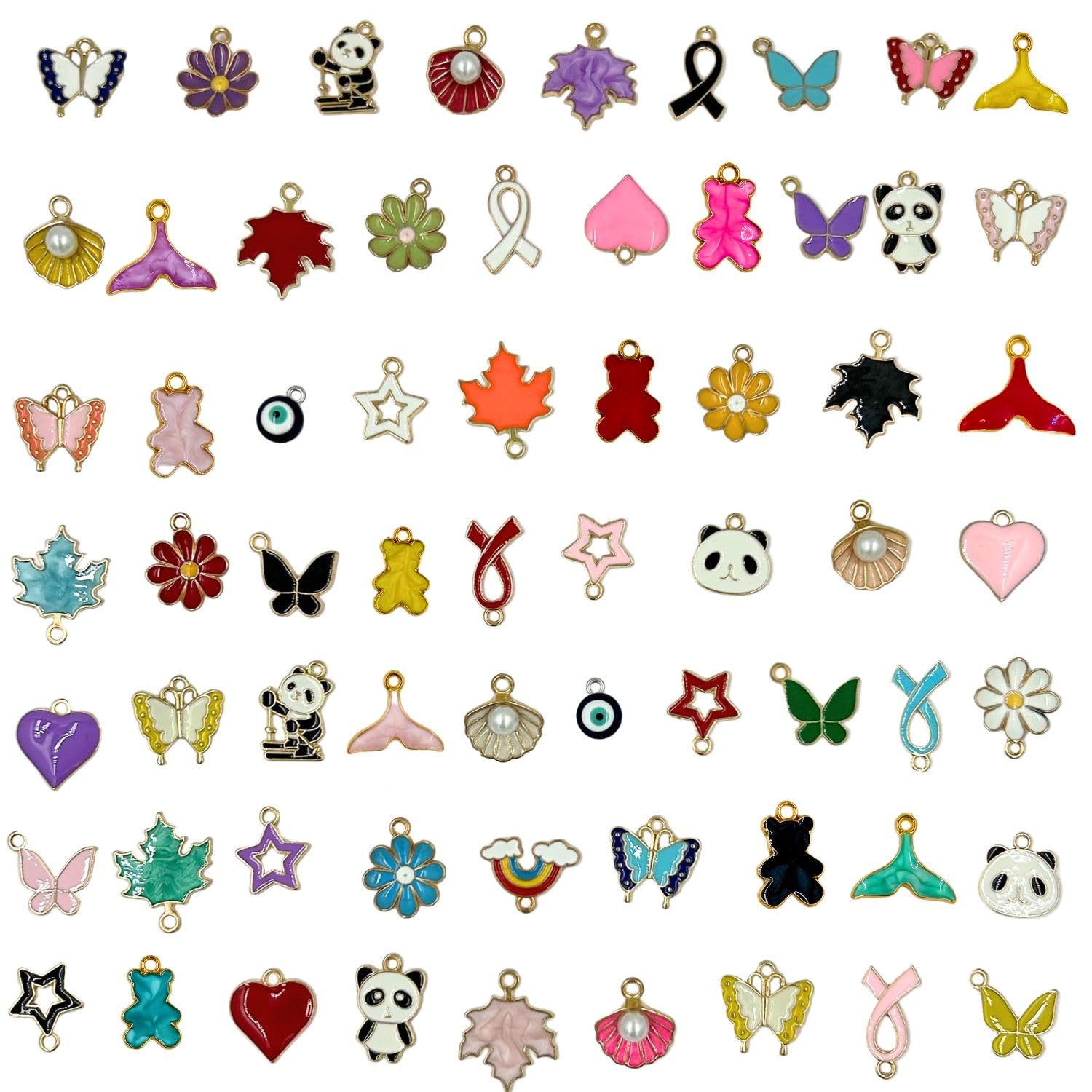Tdas 30 Pcs Mixed Charms for Jewelry Making, Assorted Bangle Charms Enamel Pendants for Jewellery Aesthetic Necklace Earring Key Chain Bracelet DIY Gold Plated Accessories and Crafting Mix Color Craft Supplies