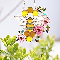 Vista 3 de Adorno de abeja, atrapasoles de vidrieras para ventanas, regalos para madres de Beelovers