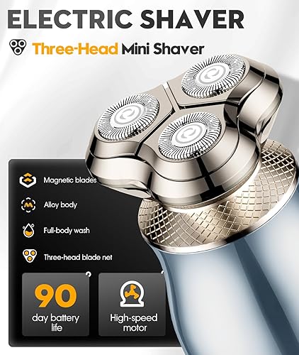 Miniatura 3 de Maquinilla de afeitar eléctrica para hombres, afeitadora flotante 3D con alta velocidad de 9000 RPM, IPX7 impermeable, duración de la batería de 60