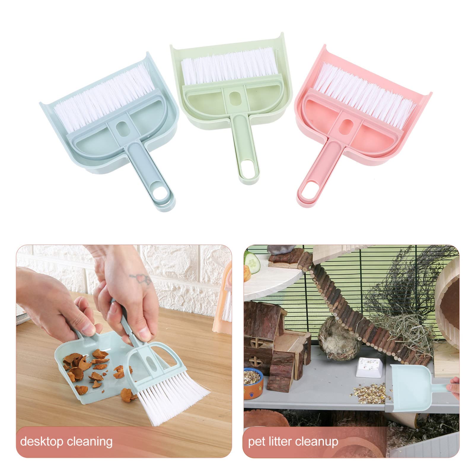 COLLBATH 6 Sets Pet Broom Desktop Garbage Shovel Pet Garbage Cleaning Tools Small Broom and Dustpan Household Cleaning Tool Tiny Pan Tiny Table Broom Desktop Cleaning Broom Elastic Brush
