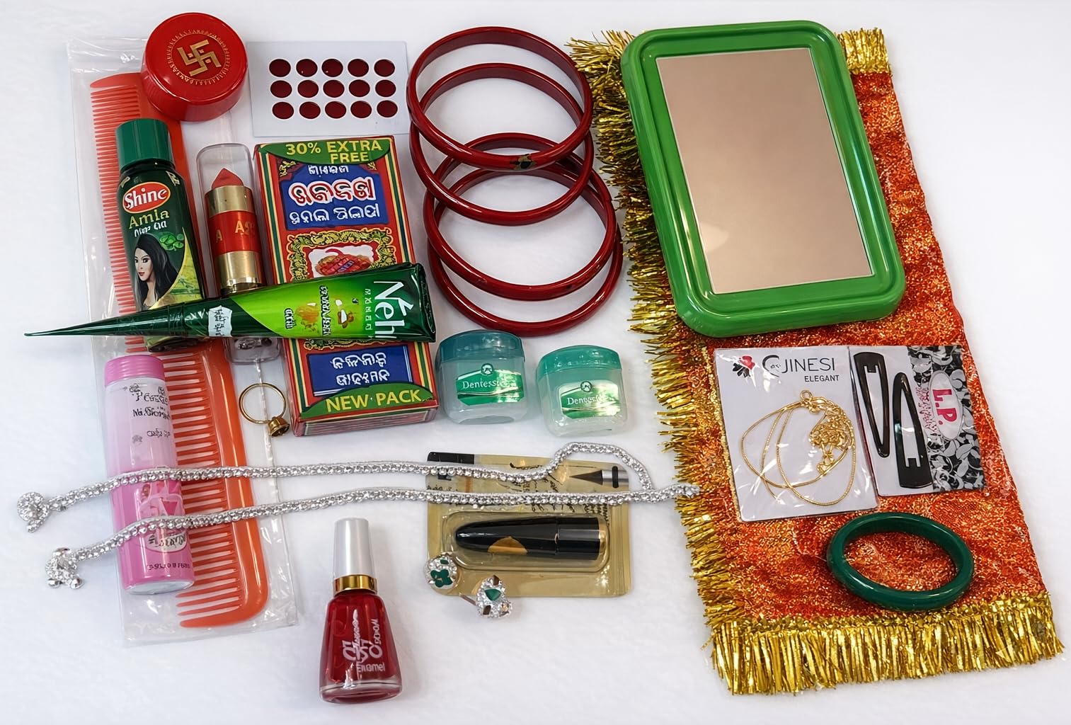 Navratri 16 Shringar Kit for Women | Complete Solah Shringar Makeup & Accessories Set | Bindi, Bangles, Mehndi, Kajal, Comb, Mirror, Lipstick, Nail Polish, Hair Accessories.-picture-38