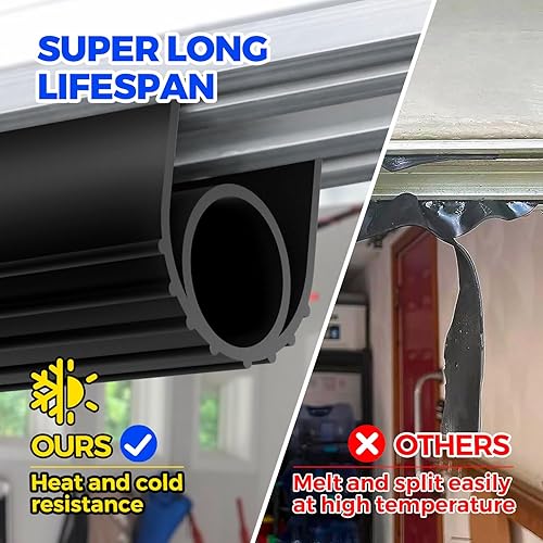Miniatura 2 de Holikme Sellos para puerta de garaje, goma EPDM flexible y duradera, kit de burlete de repuesto para puerta de garaje, extremo en T de 516 pulgadas,