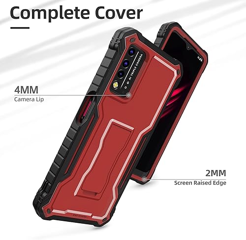 Miniatura 2 de ExoGuard Funda para T-Mobile REVVL V Plus 5G, funda de goma a prueba de golpes de cuerpo completo, protector de pantalla integrado y soporte