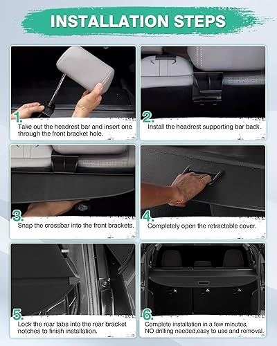 Miniatura 407 de Powerty Cubierta de Carga para Accesorios Kia Sportage 2023-2025 2026, Textura de Lona Cubierta Retráctil para Maletero Trasero de Carga de Equipaje