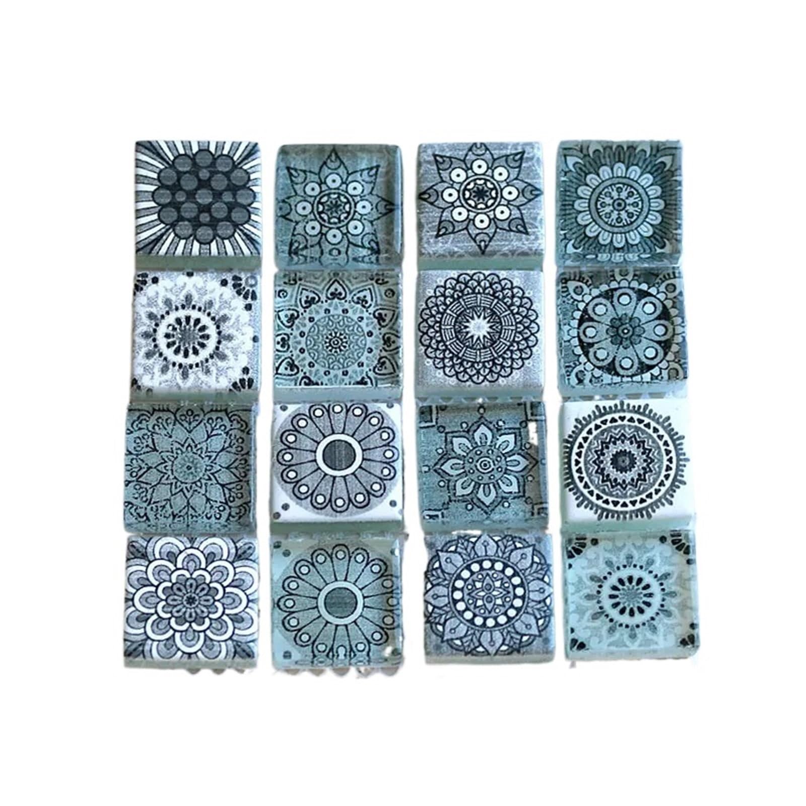 Vaeltor Grey 300G Assorted Bohemian Glitter Glass Mosaic Tiles For Diy Crafts Blue Green