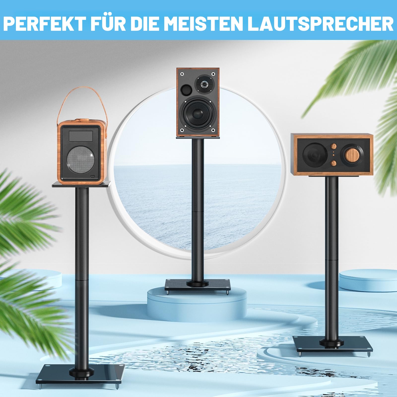 RFIVER Lautsprecherständer 2er-Set Lautsprecher Standfuß Bodenständer für Satelliten mit Einer Belastung bis zu 10KG (SK1001)