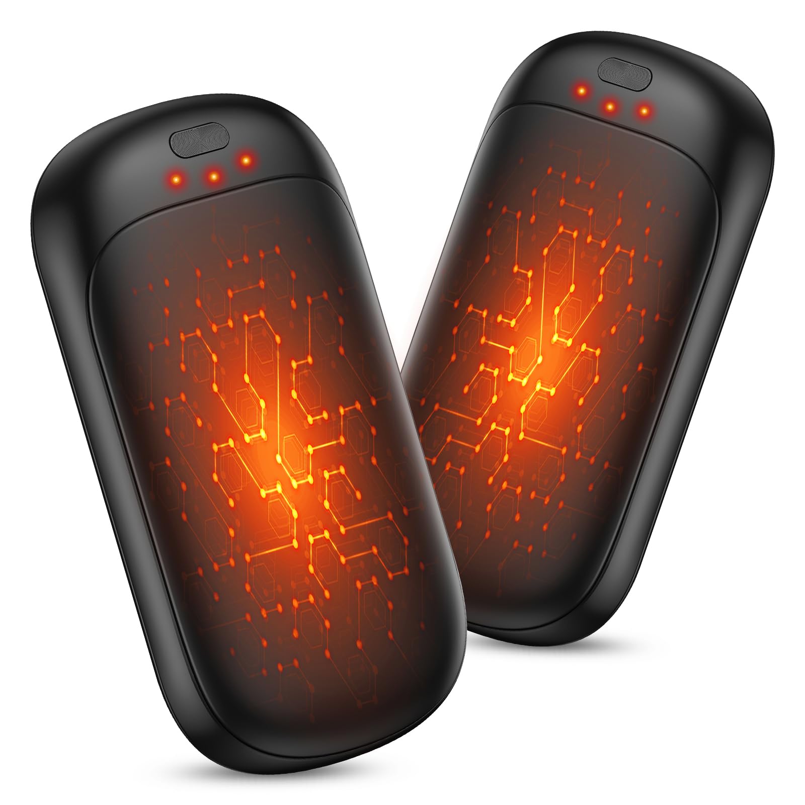 Wasuka Rechargeable Hand Warmers, 2 Pack Electric Pocket Handwarmers, 3 Heat Levels, Reusable USB Hand Warmer, Portable Hand Heater for Golf, Hunting, Camping, Winter Gifts for Men Women (Black)