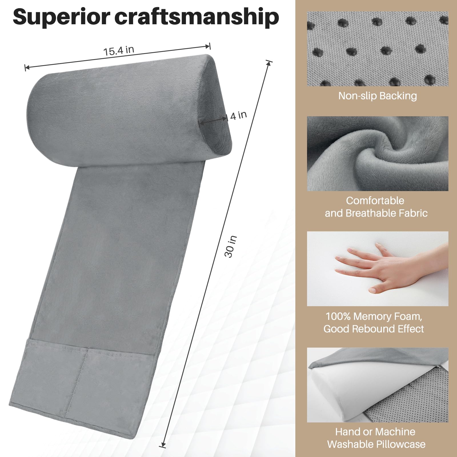 NZDWZDN Recliner Non-Slip Pillows for Headrest - Neck Pillow for Recliner Supportive Memory Sponge Cushion with Soft Velvet Cover for Neck Relief While Working,Studying and Playing(Dark Gray01)