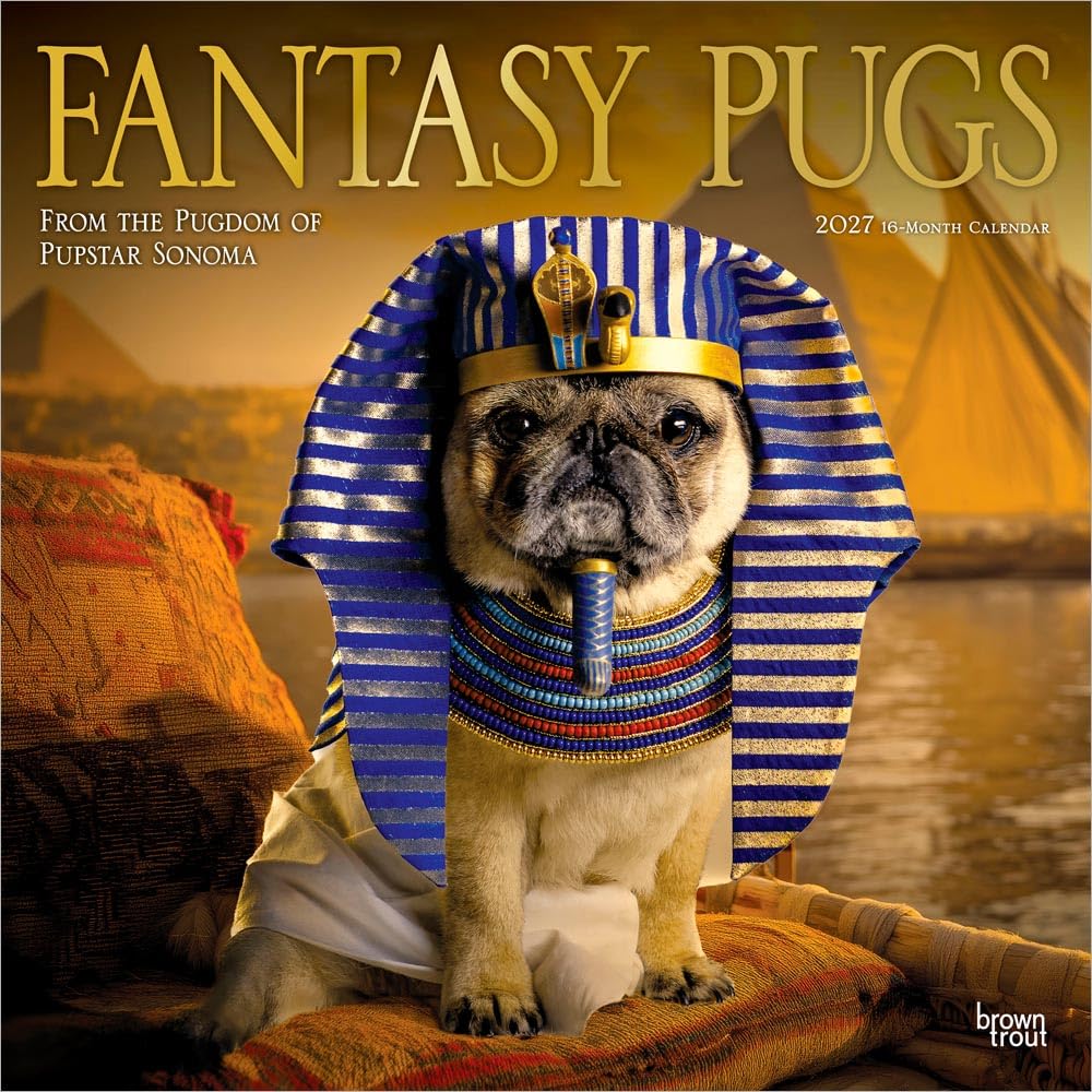Fantasy Pugs Official 2027 12 X 24 Inch (Hanging) Monthly Square Wall Calendar Foil Stamped Cover Plastic-Free: Original BrownTrout-Kalender [Mehrsprachig] [Kalender]