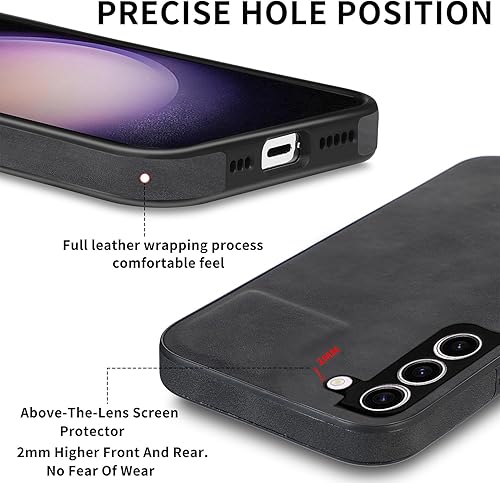 Miniatura 3 de Asuwish Funda de teléfono para Samsung Galaxy S23 Plus S23+ 5G con protector de pantalla de vidrio templado y funda delgada de cuero suave,