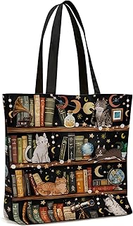 Aesthetic Canvas Tote Bag for Women, Reusable Tote & Makeup Bag for Shopping, Gym, Grocery, Christmas Birthday Day Gift