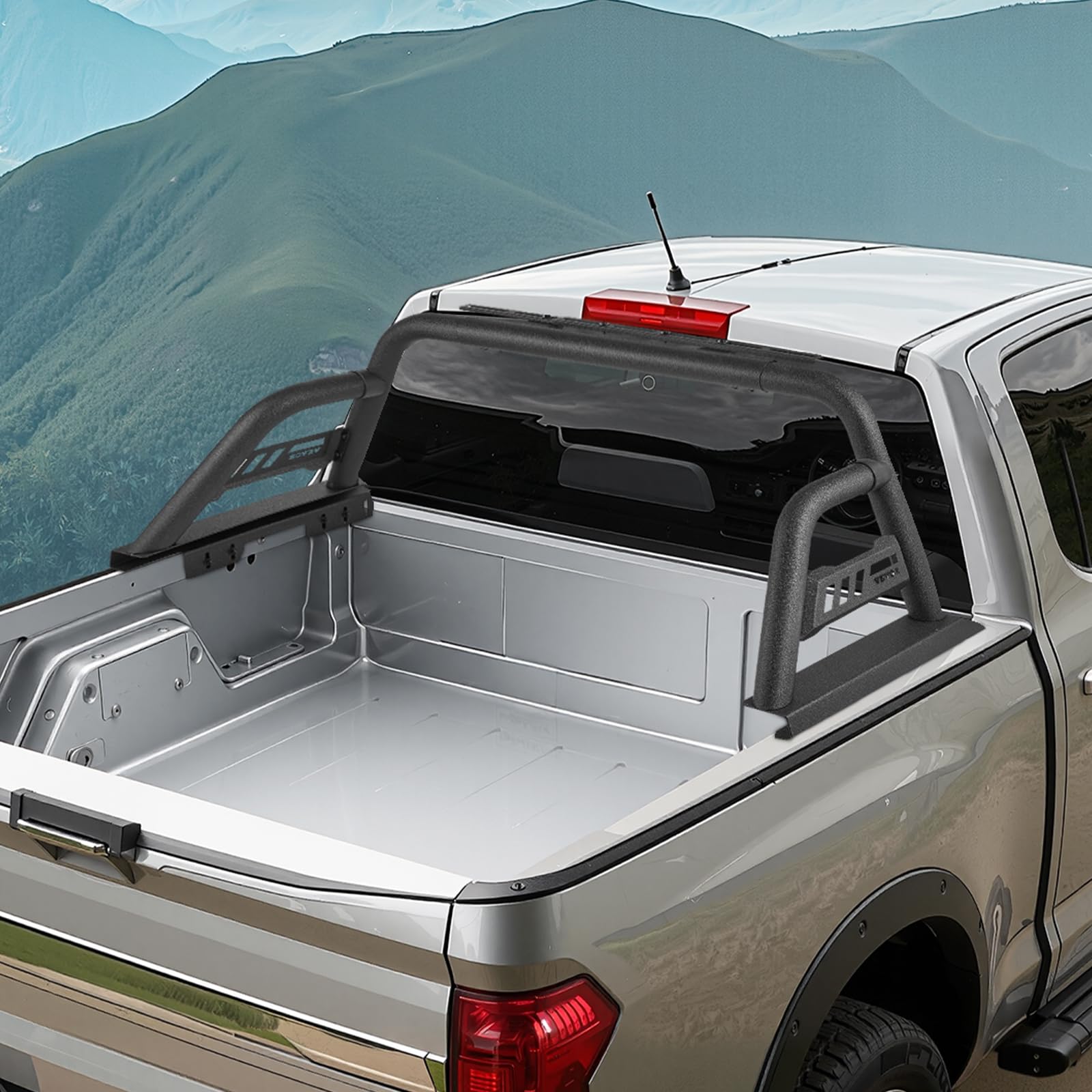VEVOR Barra Antivuelco para Caja de Camioneta de Acero al Carbono Portaequipajes Universal Ajustable para Camionetas de Tamaño Mediano con Soporte de Luz Extensible, Portaequipajes No Incluido