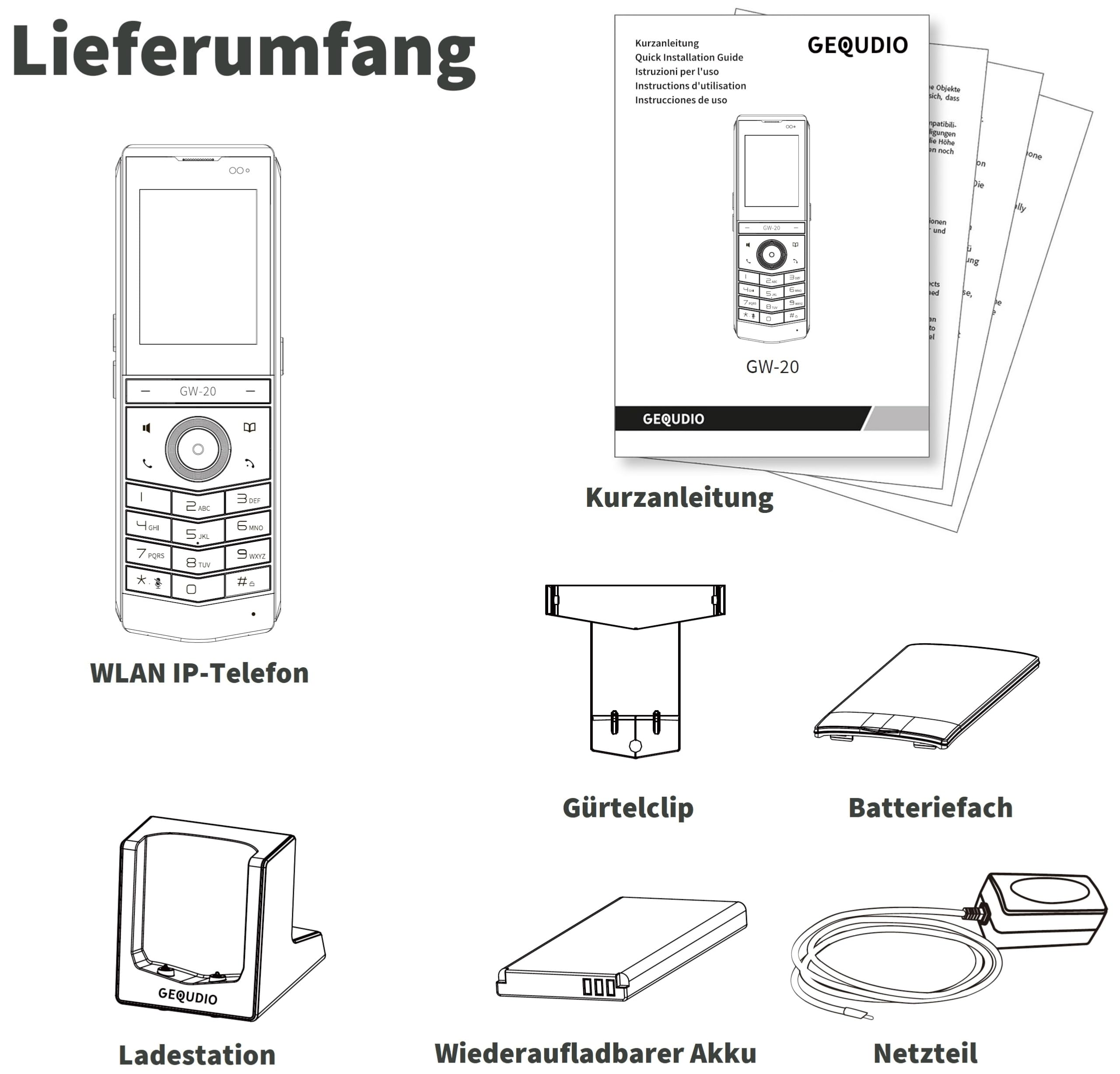 GEQUDIO GW-20 WLAN IP Telefon schnurlos | Wi-Fi 6 Modul, WLAN Roaming, IP67 wasserdicht, Bluetooth, Edition 2026