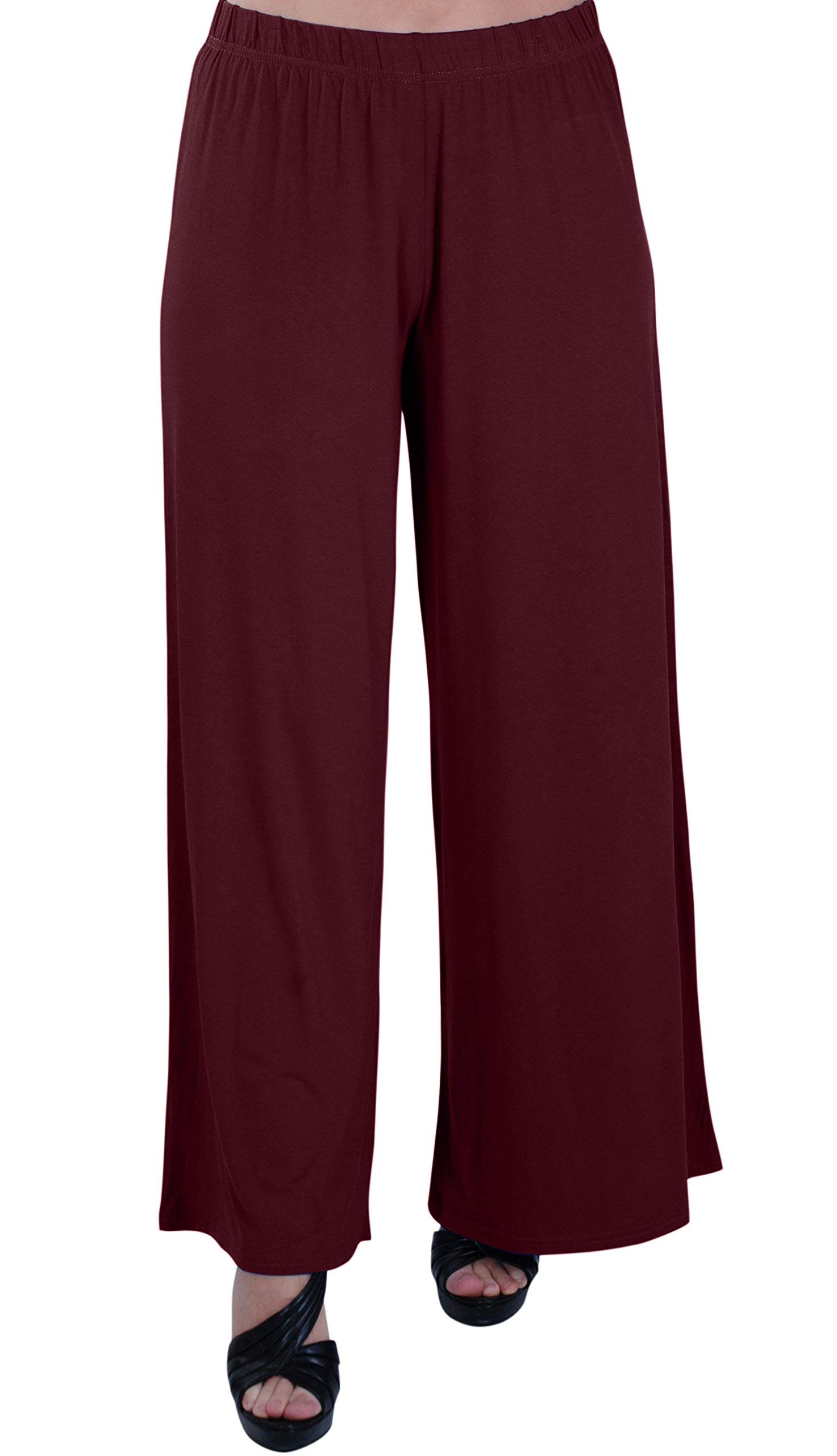 Eye Catch Women's Wine Eyecatch Plus - Kirsten High Waisted Palazzo Trousers Pants 28/30