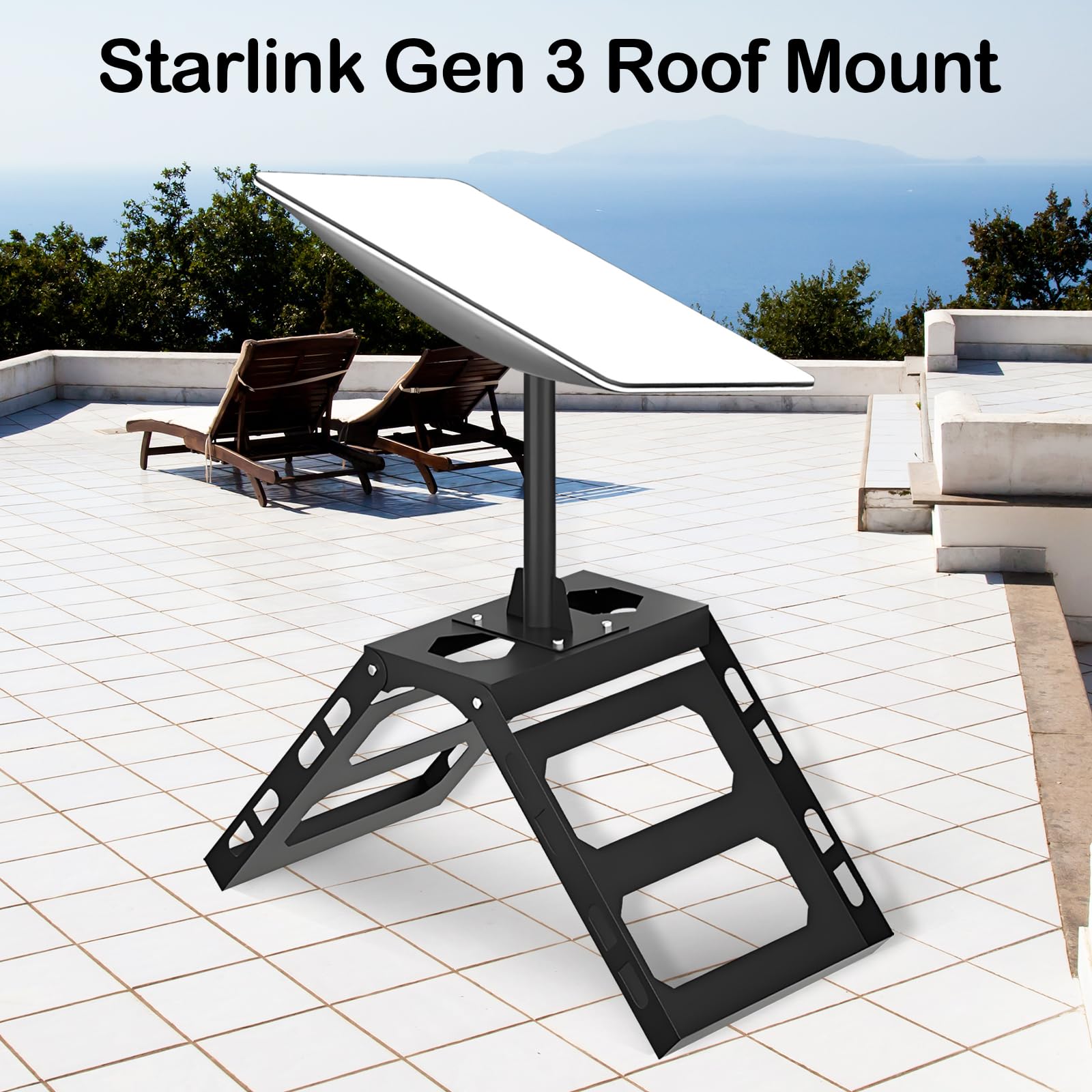 Support Starlink Gen 3 Pour Faîtage De Toit, Accessoire Starlink Sans Perçage Support De Toit V3 Avec Adaptateur De Mât Gen 3 Pour Toit Plat Réglable De 0 à 30° Stable Et Inoxydable