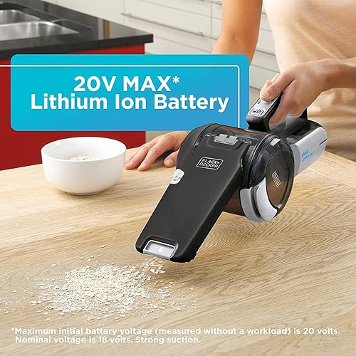 Miniatura 7 de BLACKDECKER Aspiradora de mano de litio de 20 V BDH2000L y 20 V máximo inalámbrica gris BDH2000PL