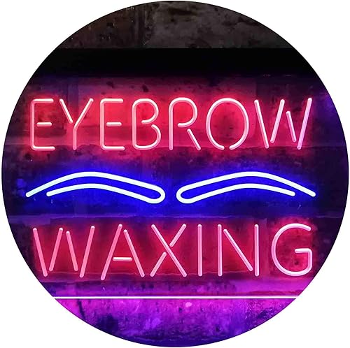 Muestra de neón LED de doble color con cera de cejas blanco y morado 12 x 8 pulgadas st6s32-i3834-wp