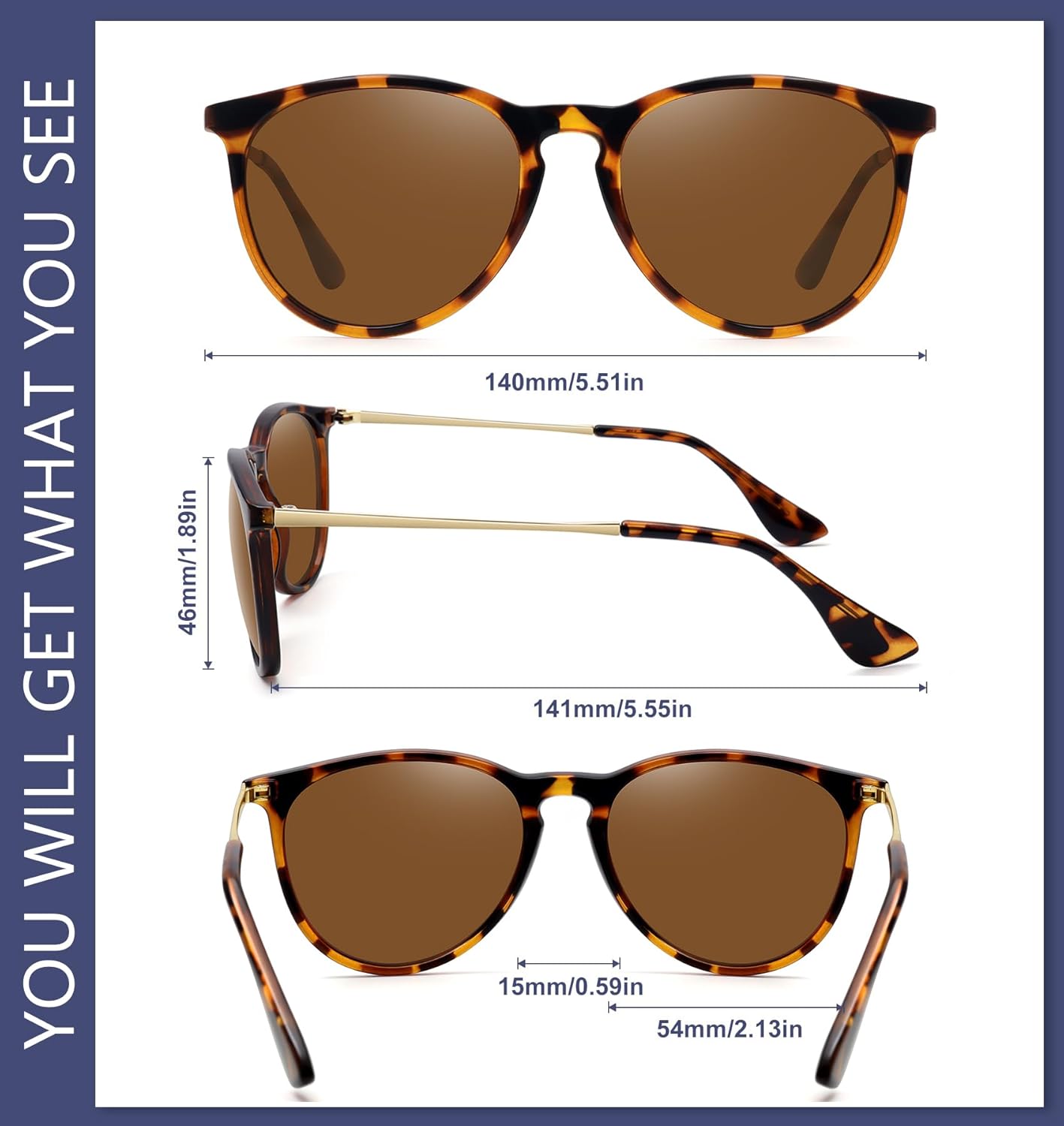 WOWSUN Retro Polarized Sunglasses Womens 2026 Trendy Round Classic Glasses - Image 5