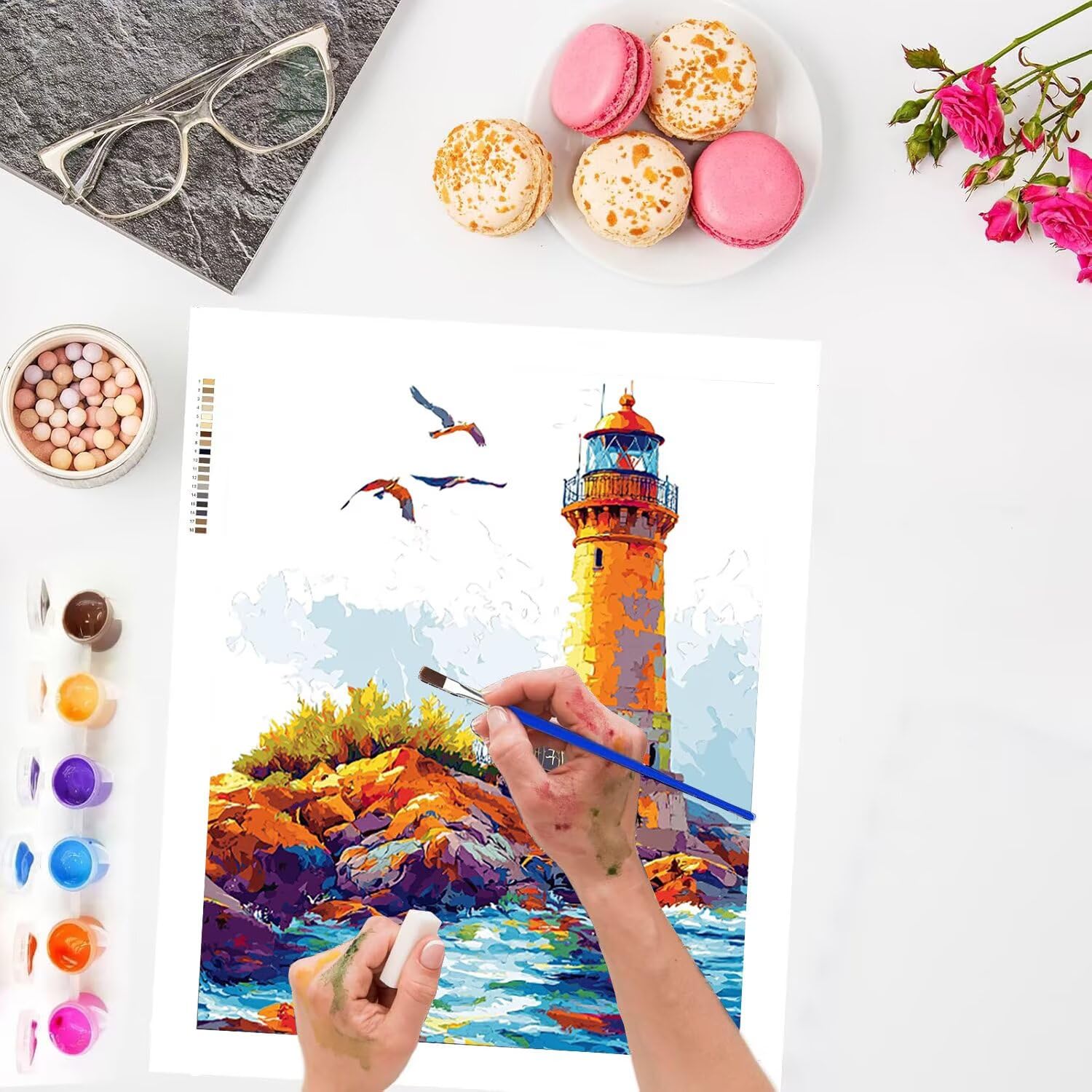 WEISHIWE Dipingere con i Numeri Adulti Faro, 60x80cm s-136 | Pittura a Olio Kit, fai da te Quadri da Dipingere Numerat, Adulti Bambini Hobby Creativi,Pittura Adulti Decora la Casa Regalo