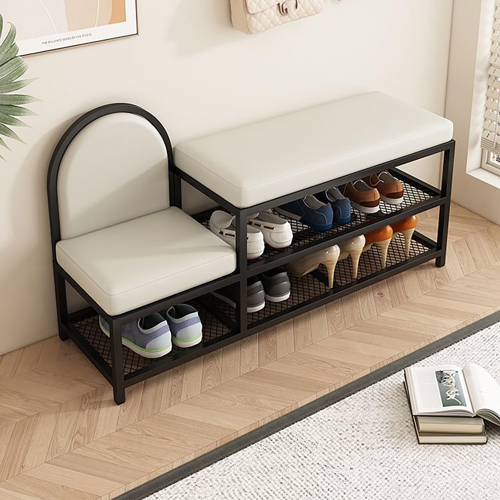 Meuble à chaussures entrée en métal pour résoudre le désordre des salons contemporains