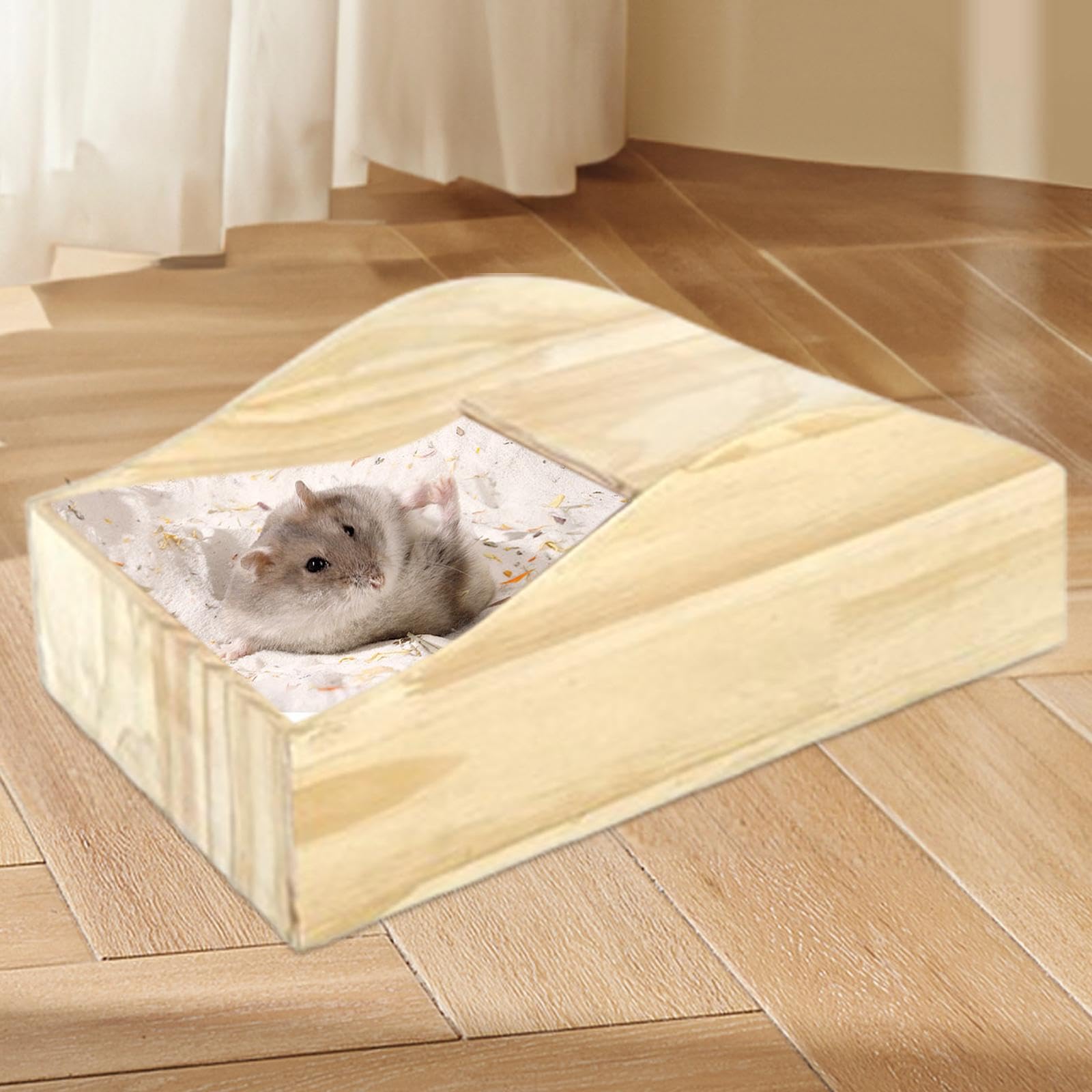 Sandbadewanne für Hamster, Hamstertoilette Aus Holz, Leicht zu Reinigen, Duschbehälter für Kleintiere, Sandbadewanne für Kleintiere, L