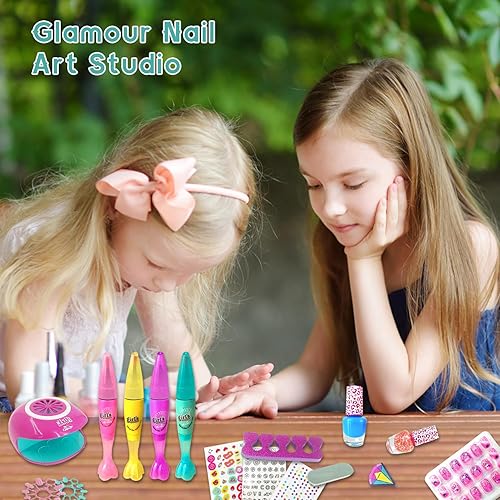 Miniatura 6 de Juego de esmaltes de uñas para niñas, regalo para niñas, kit de uñas para niños de 7 a 12 años, juego de esmalte de uñas no tóxico con secador de