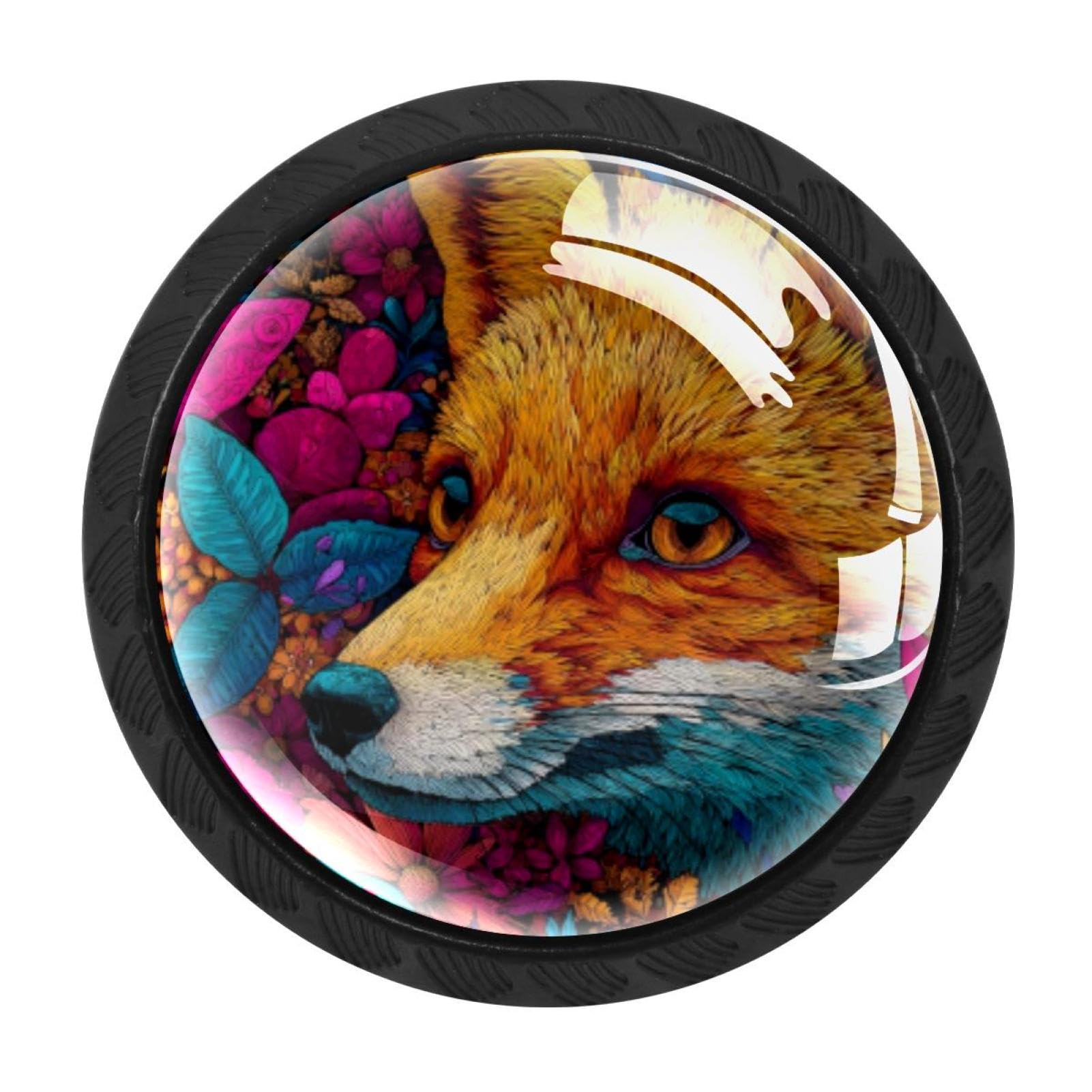 Chenzzzz Multicolored 05 4 Pack Fox Flowers Colorful (1) Dresser Drawer Cabinet Knobs Round Crystal Glass Knobs Pulls Handles For Kitchen Wardrobe Cupboard Door Hardware