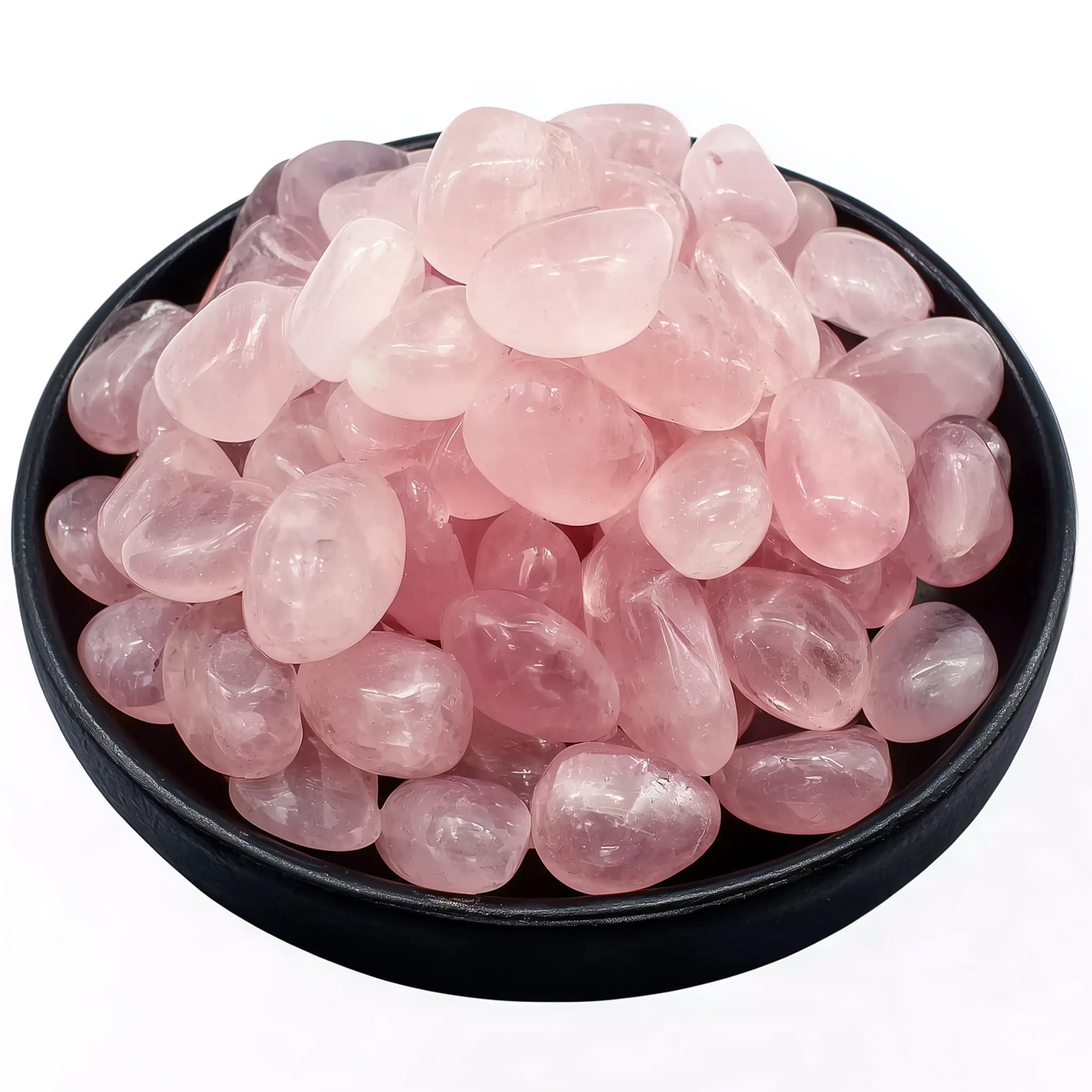 Polished Stone Set Rose Quartz Crystals, Handpicked Tumbled Gemstones Rocks, Pebbles for Reiki, Chakra, Healing, Home Decor 0.6" Inches 7 Ounces
